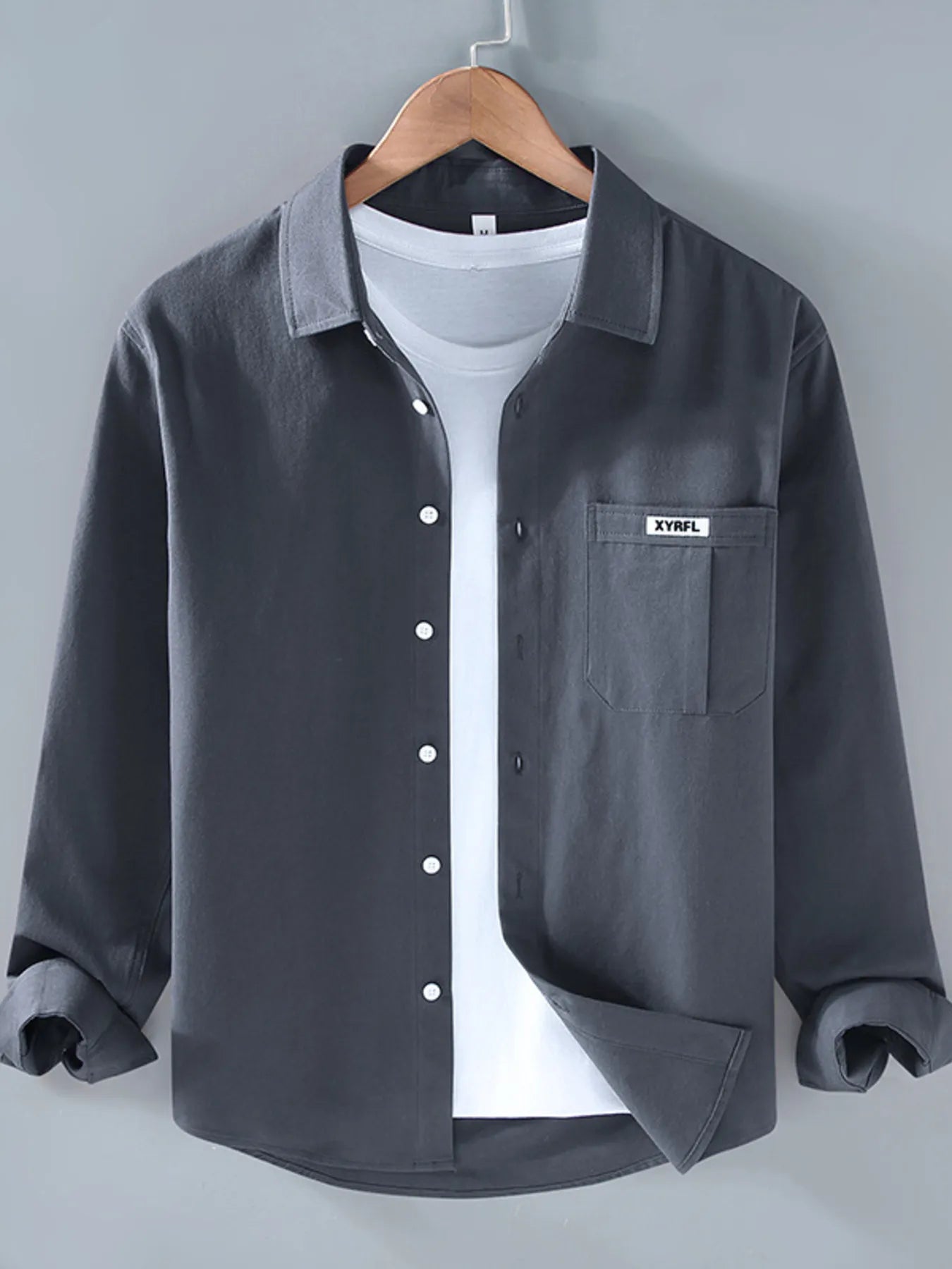 Men's Plus Size Button Up Long Sleeve Shirt