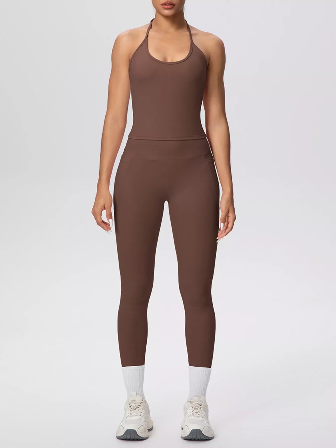 Halter Neck Cami and High-Waisted Leggings Active Set