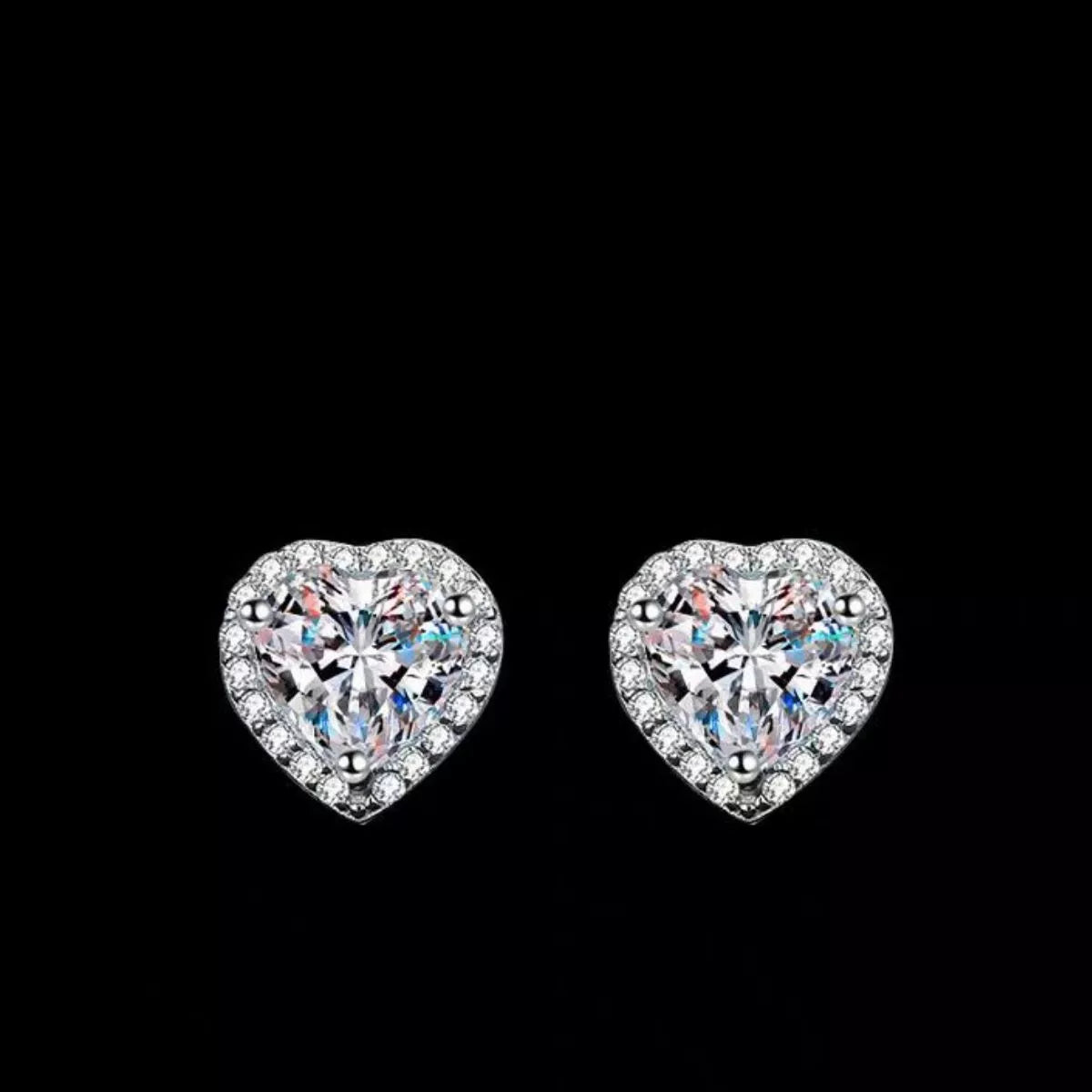 2 Carat 925 Sterling Silver Moissanite Heart Earrings