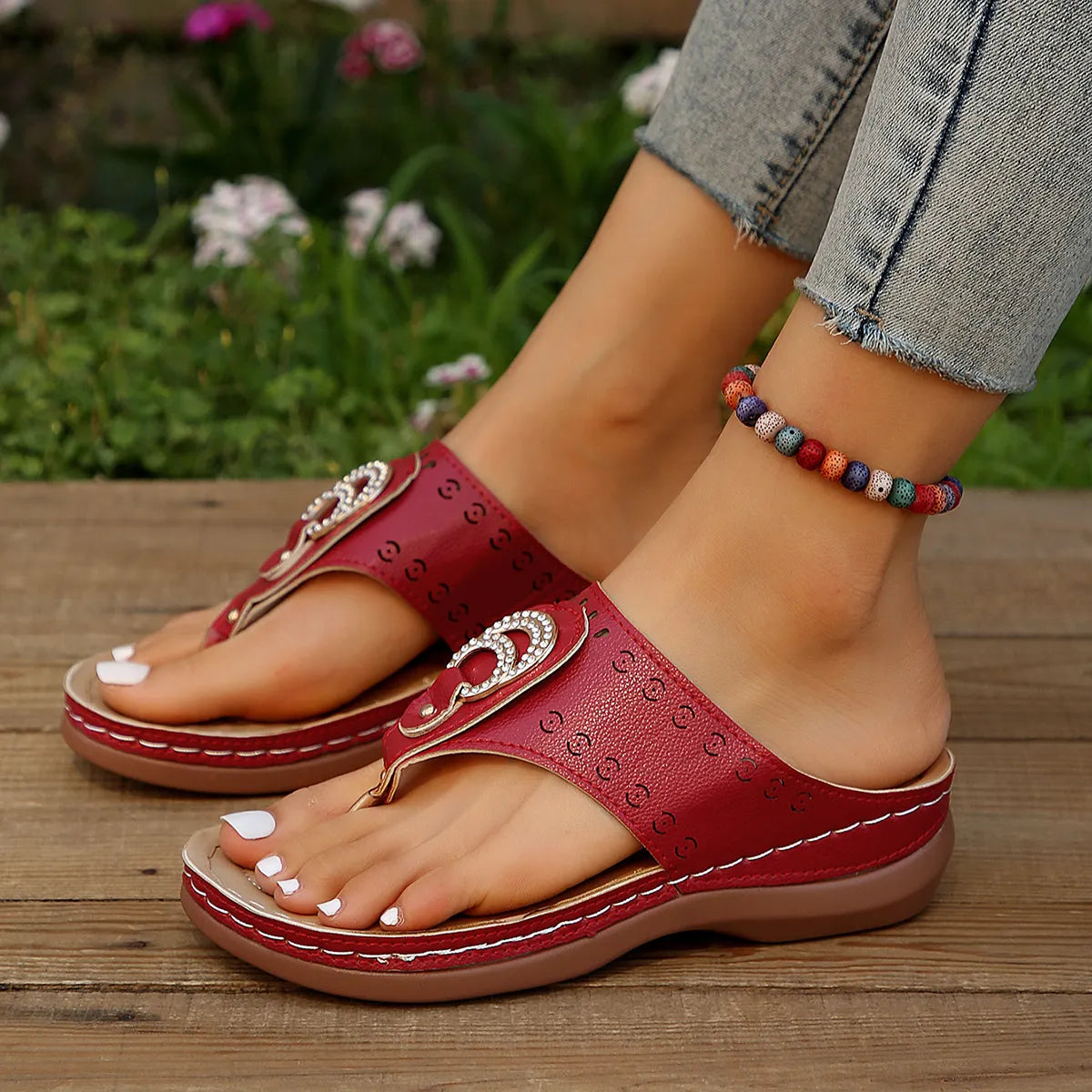 Toe Post Wedge Sandals