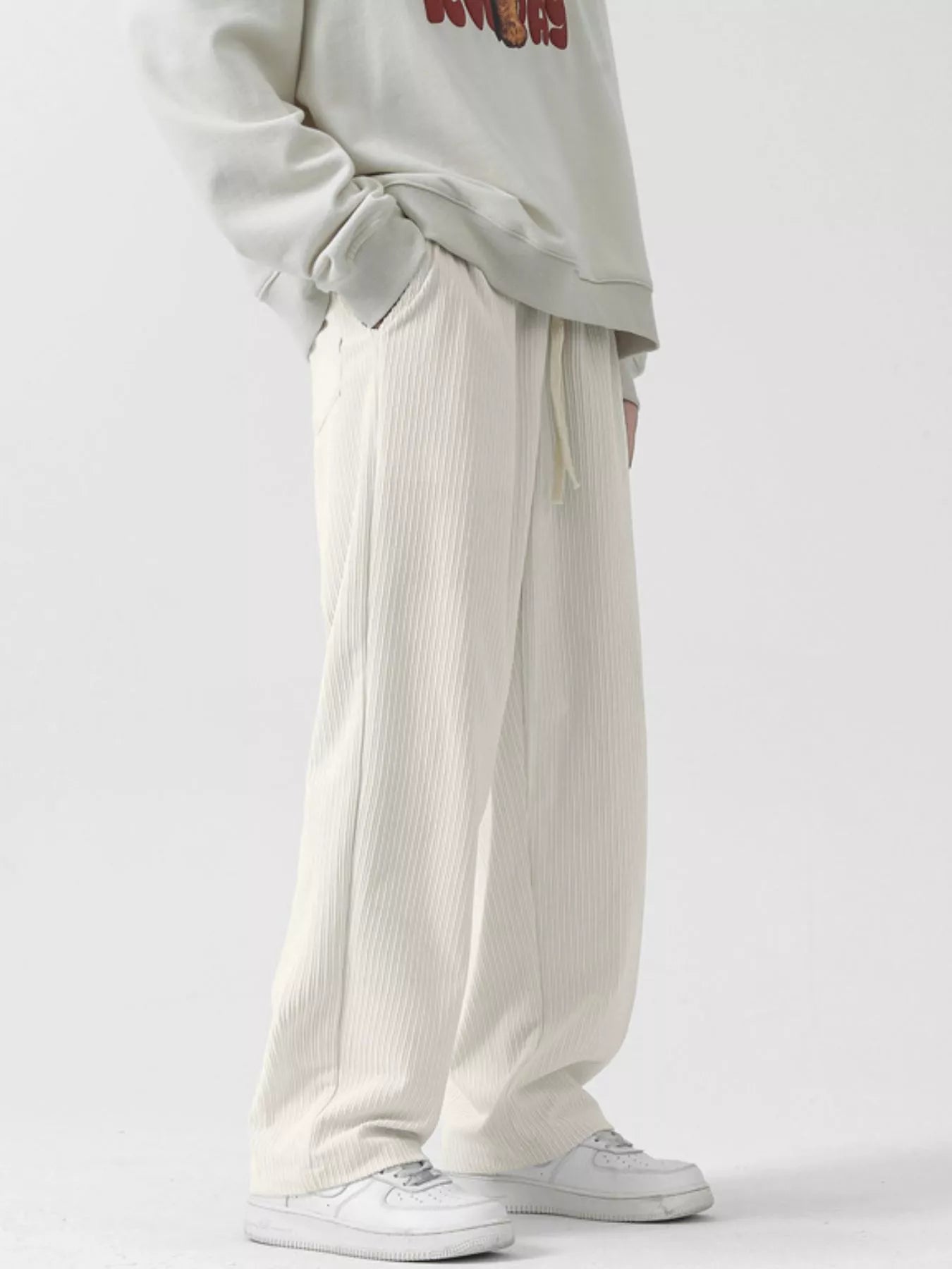 Men's Full Size Drawstring Wide Leg Corduroy Pants Plus Size
