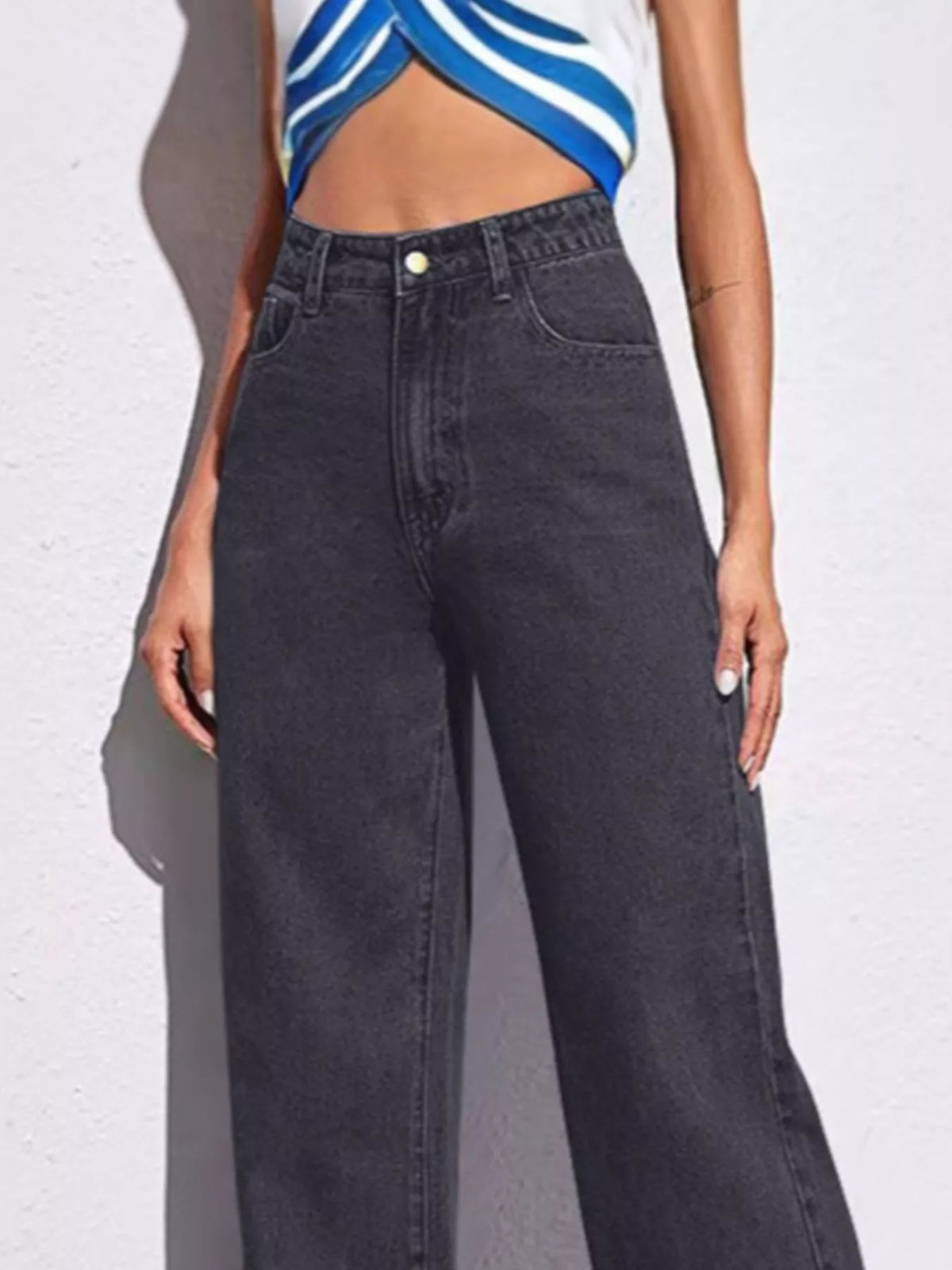 Full Size High-Waisted Wide-Leg Jeans Plus Size