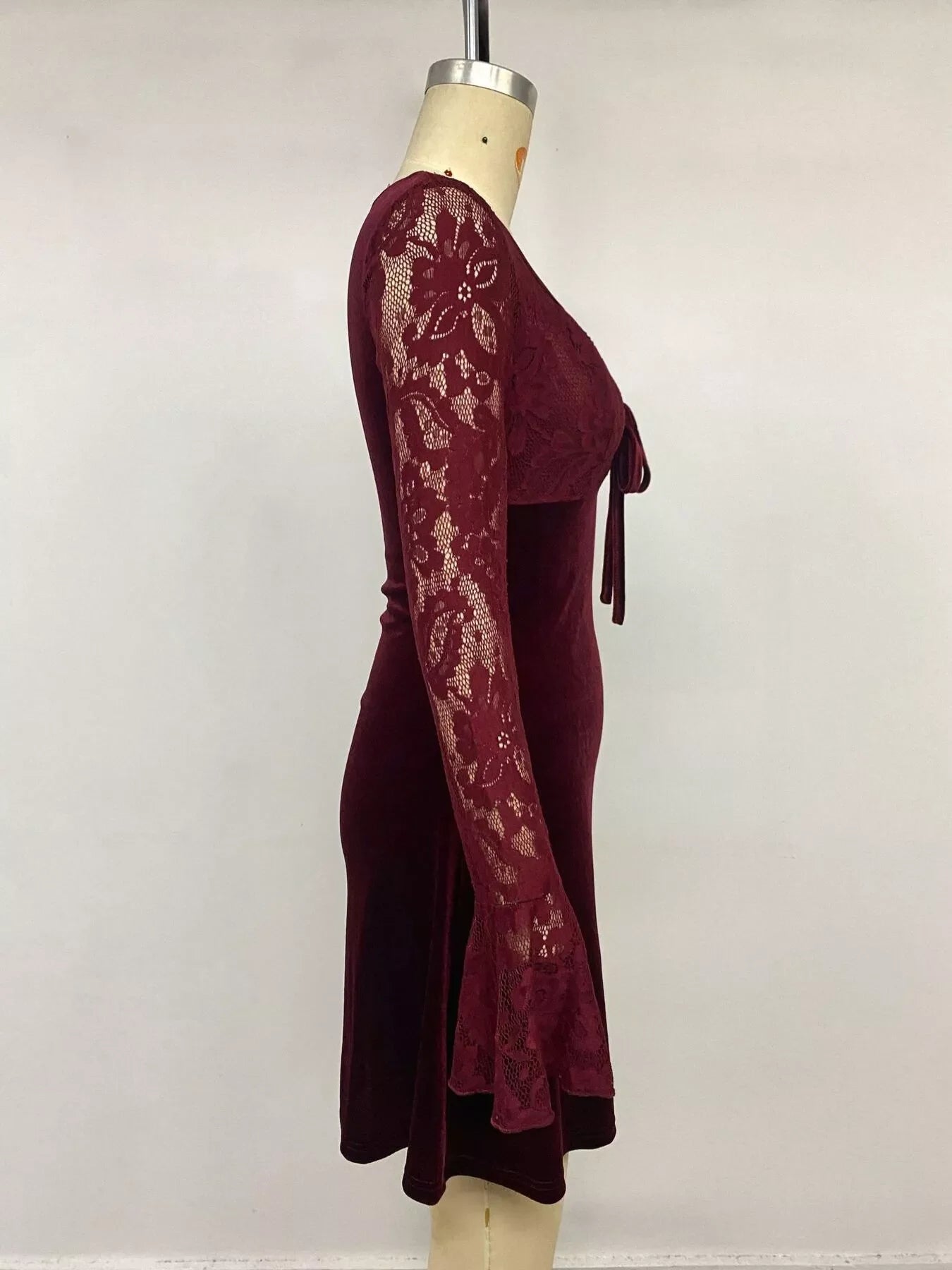 Lace Flare Sleeve Mini Dress