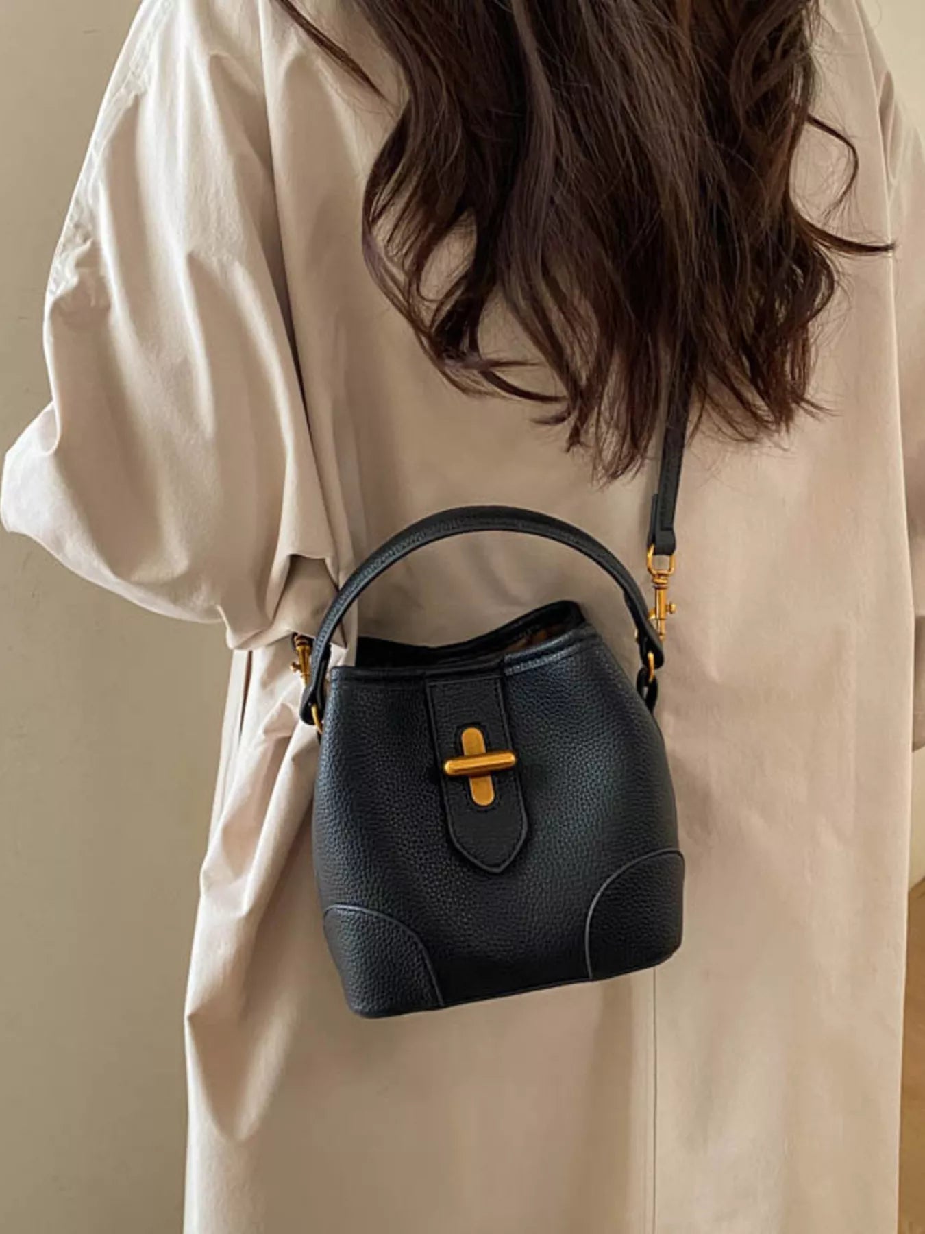 Bucket Style Leather Crossbody Bag