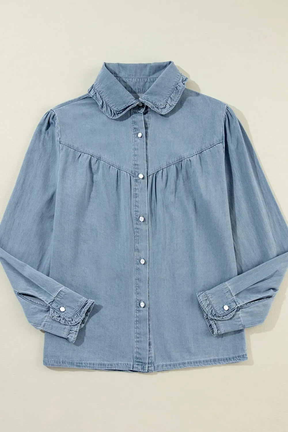 Button Up Long Sleeve Denim Top