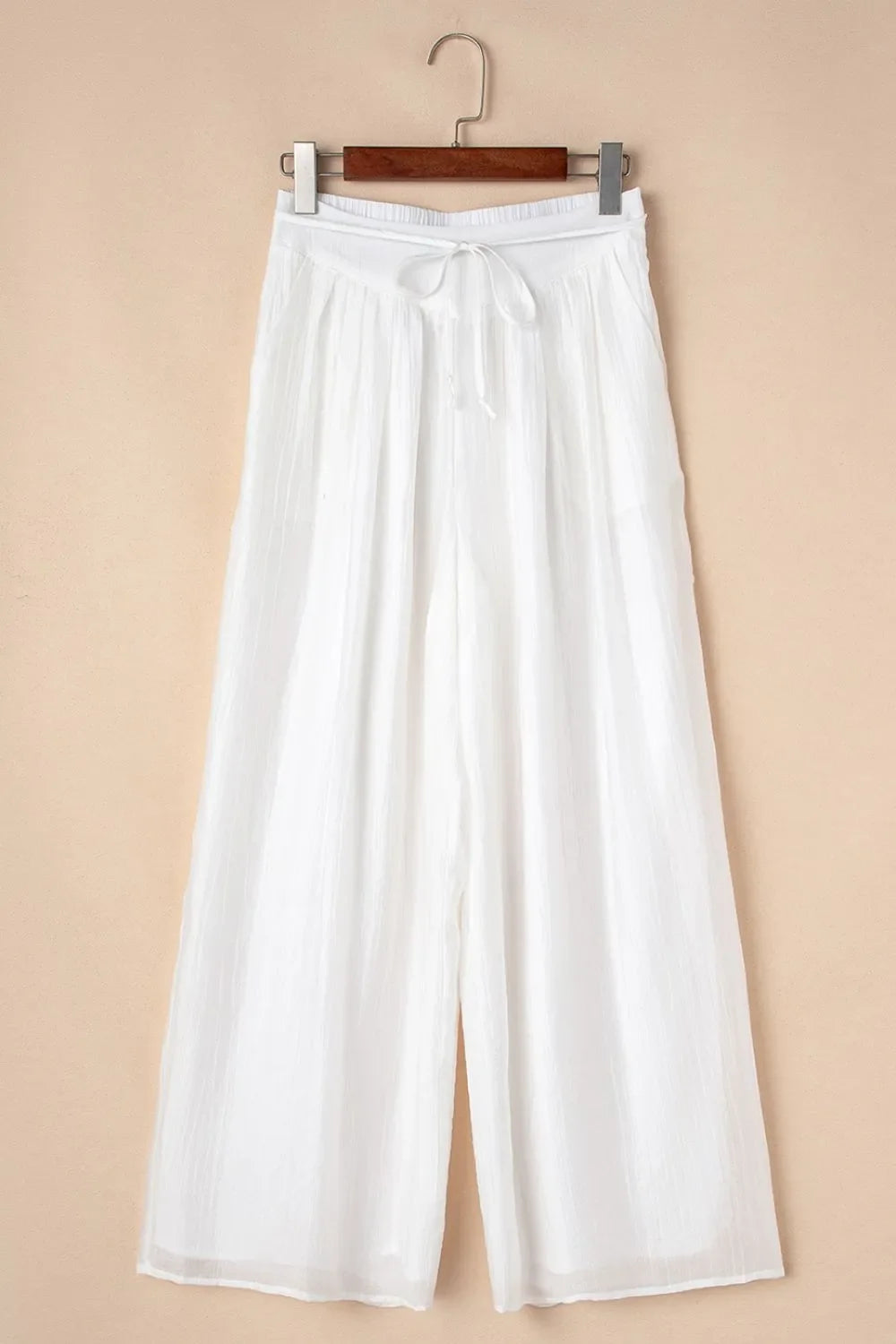 Tie Waist Pleated Wide Leg Pants