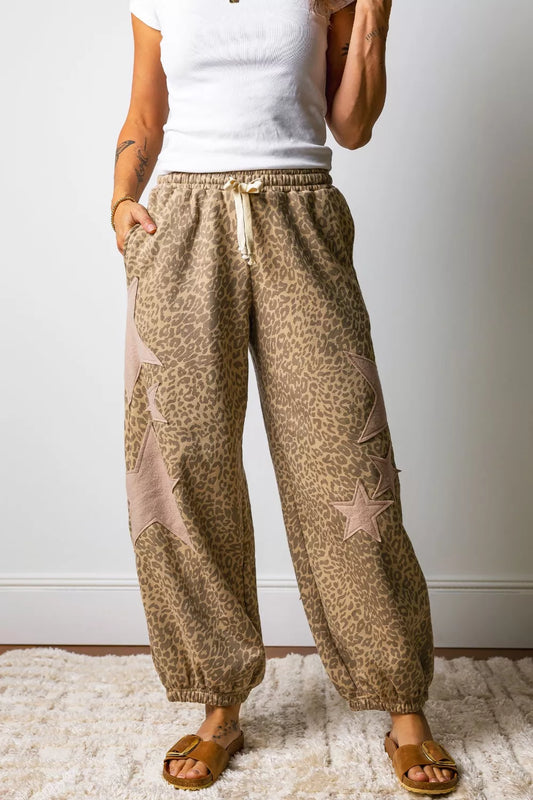 Leopard Star Patch Loose Pants
