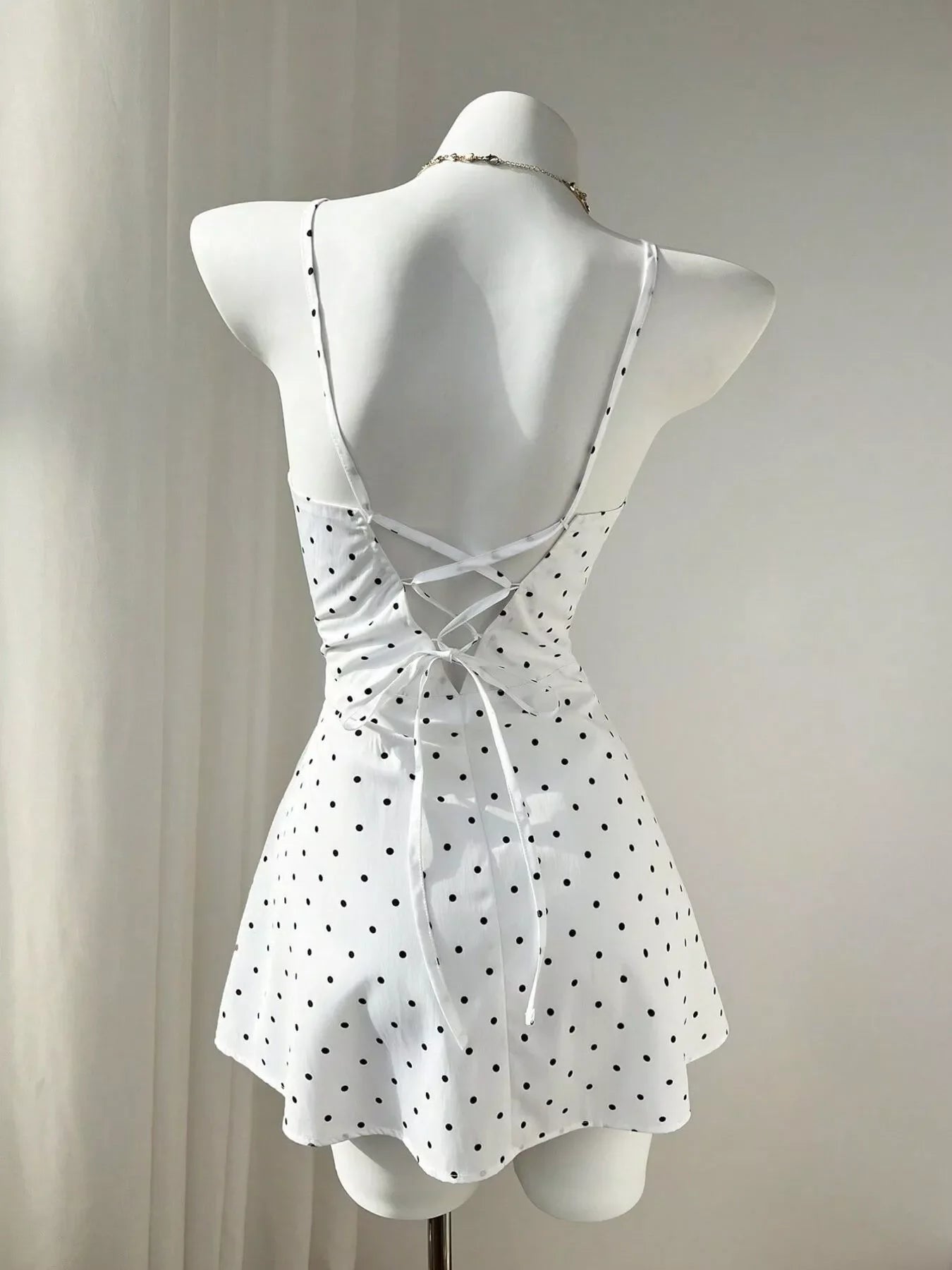 Polka Dot Spaghetti Strap Mini Dress