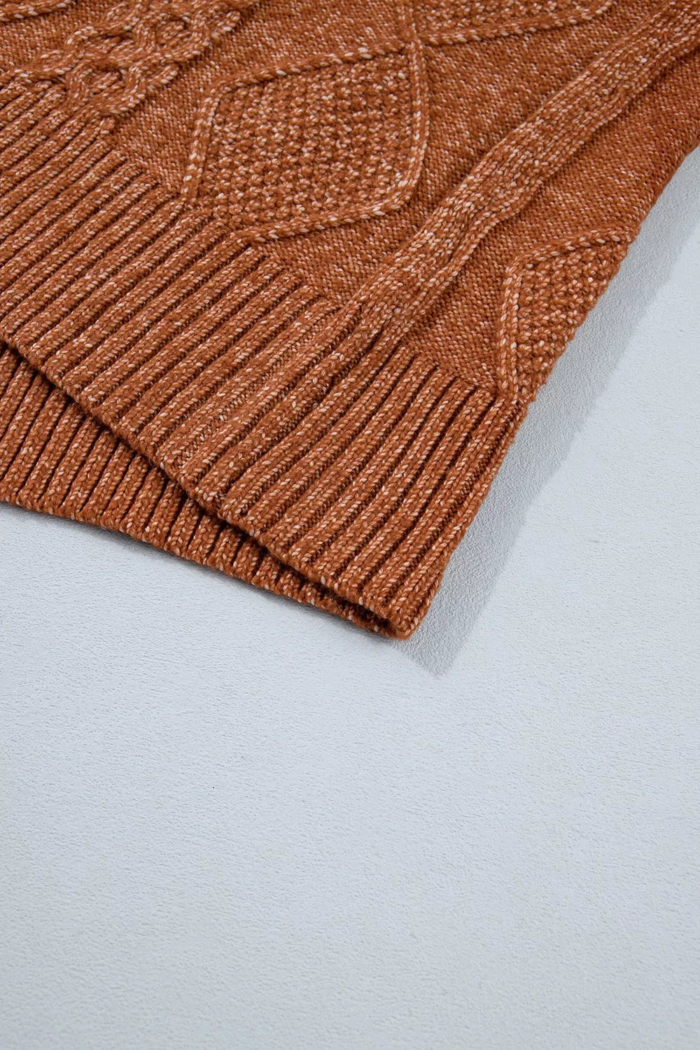 Zip-Up Cable Knit Drop Shoulder Sweater Dress