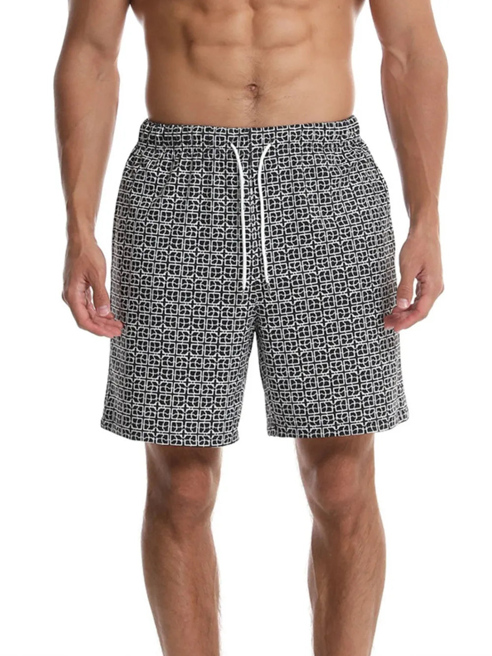 Men's Drawstring Printed Shorts with Pockets
