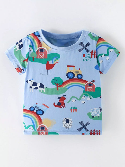 Children's Printed Crew Neck Short Sleeve T-Shirt