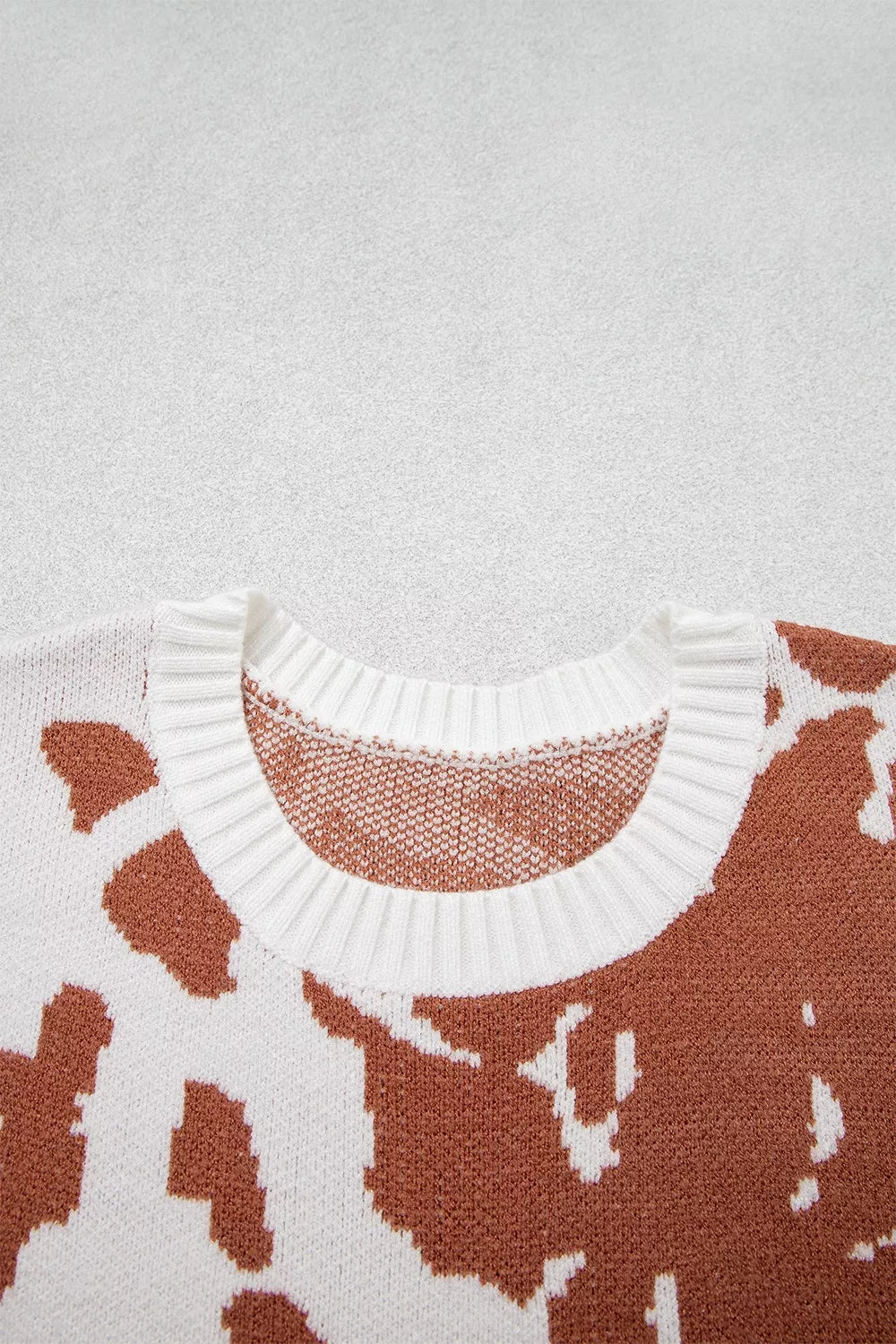 Abstract Print Drop Shoulder Long Sleeve Round Neck Sweater