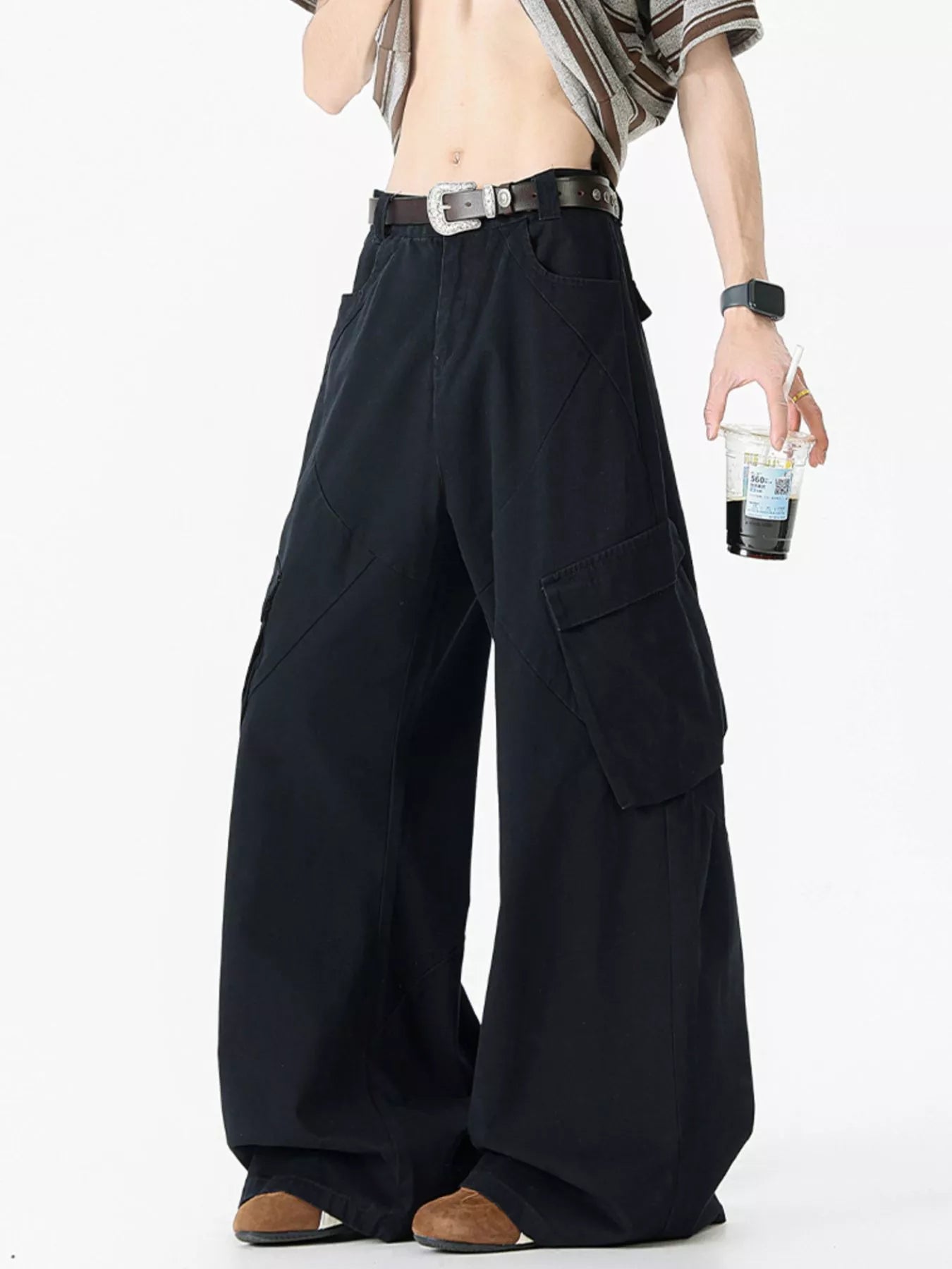 Men's Full Size Wide Leg Cargo Jeans Plus Size