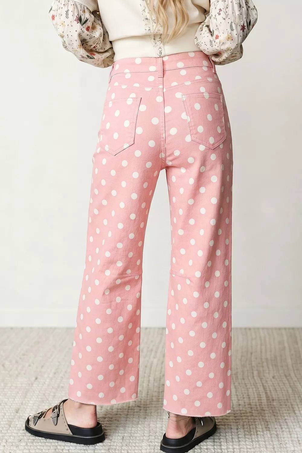 Polka Dot Wide Leg Jeans