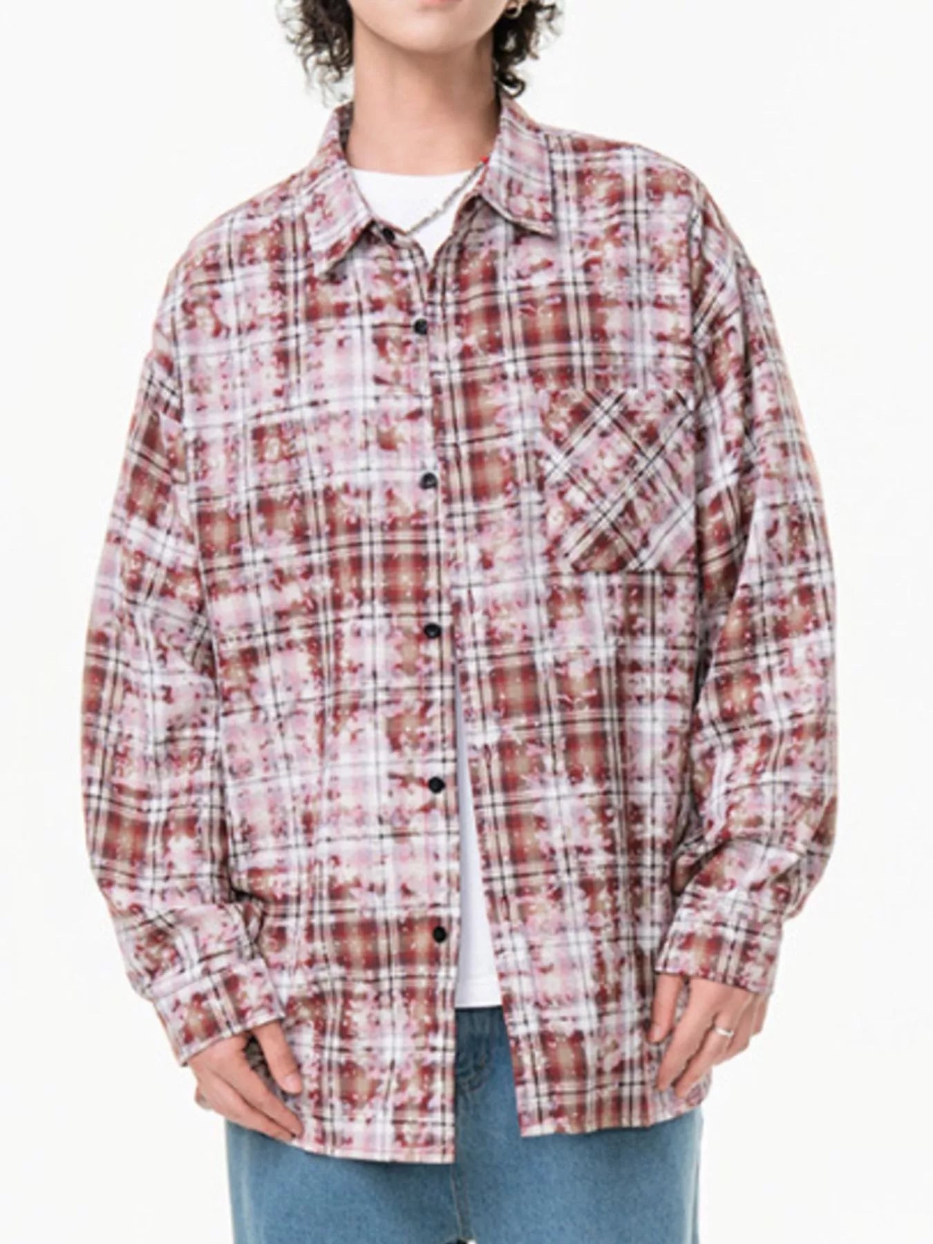 Men's Plus Size Plaid Button Up Long Sleeve Shirt