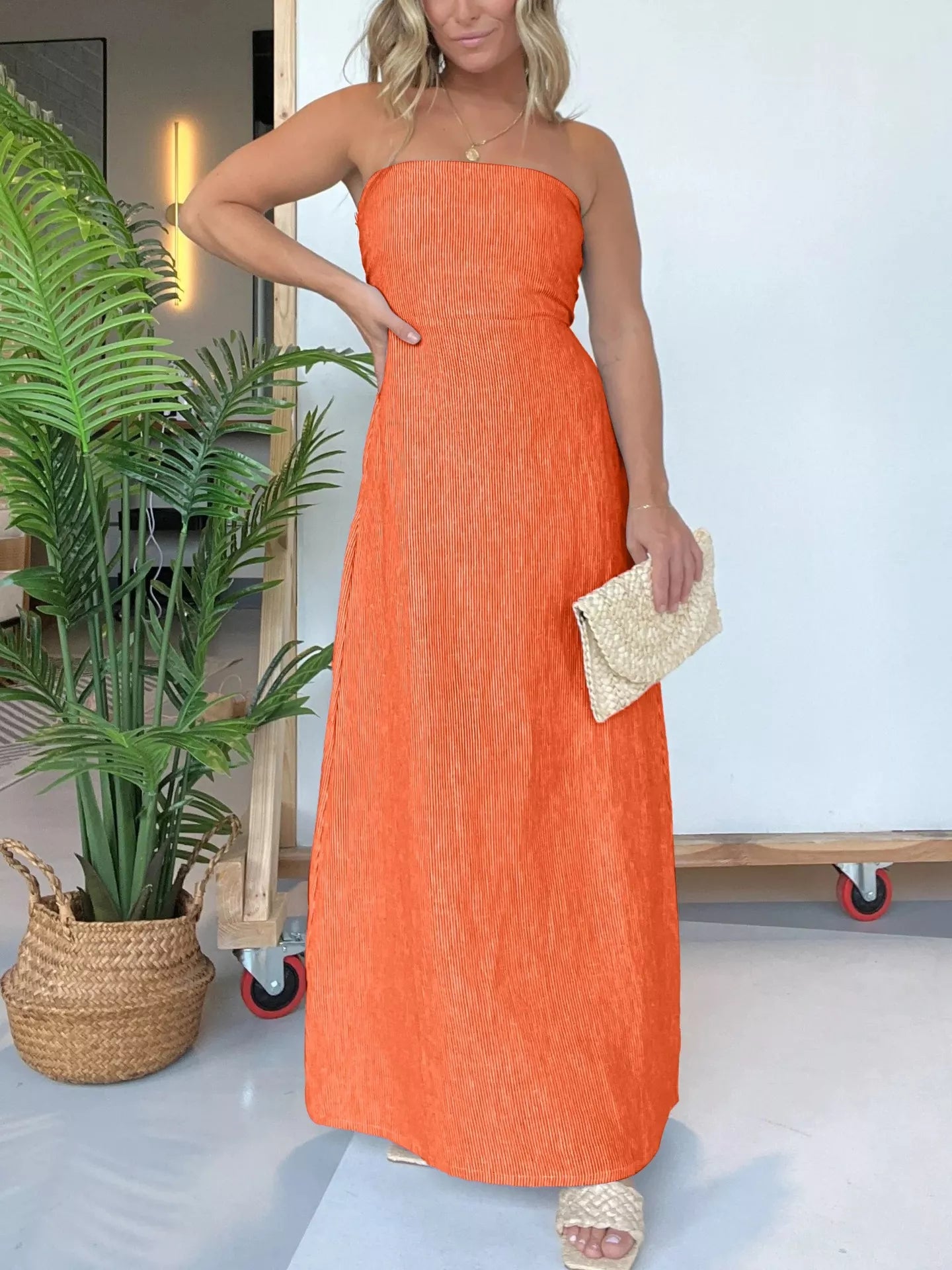 Full Size Strapless Casual Maxi Dress Plus Size