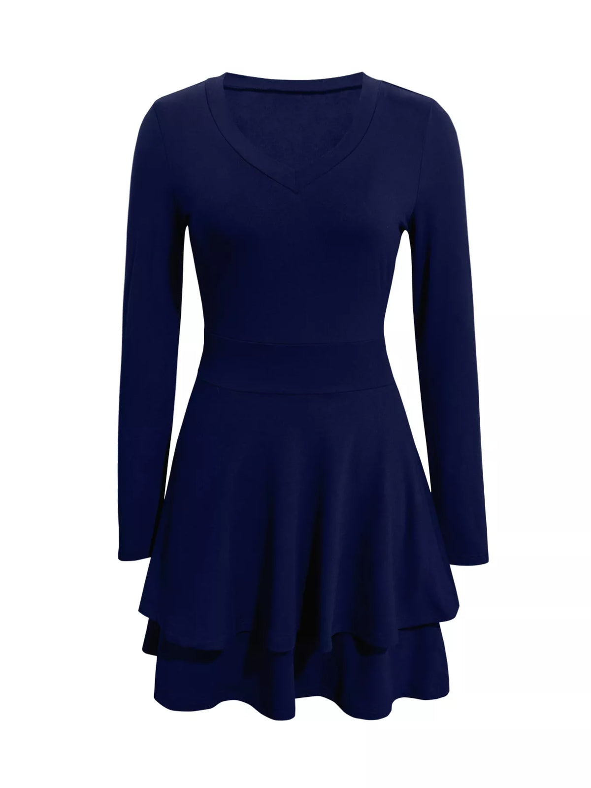 V-Neck Layered Ruffle Mini Dress