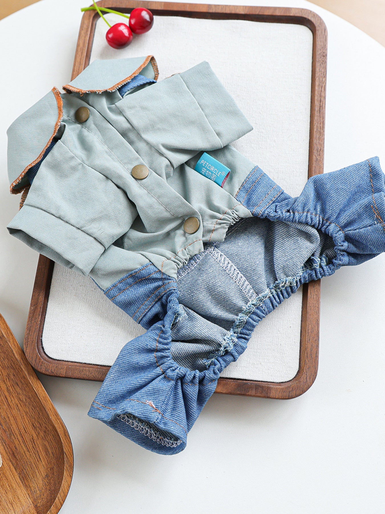 Denim Pet Jumpsuits with Bowknot