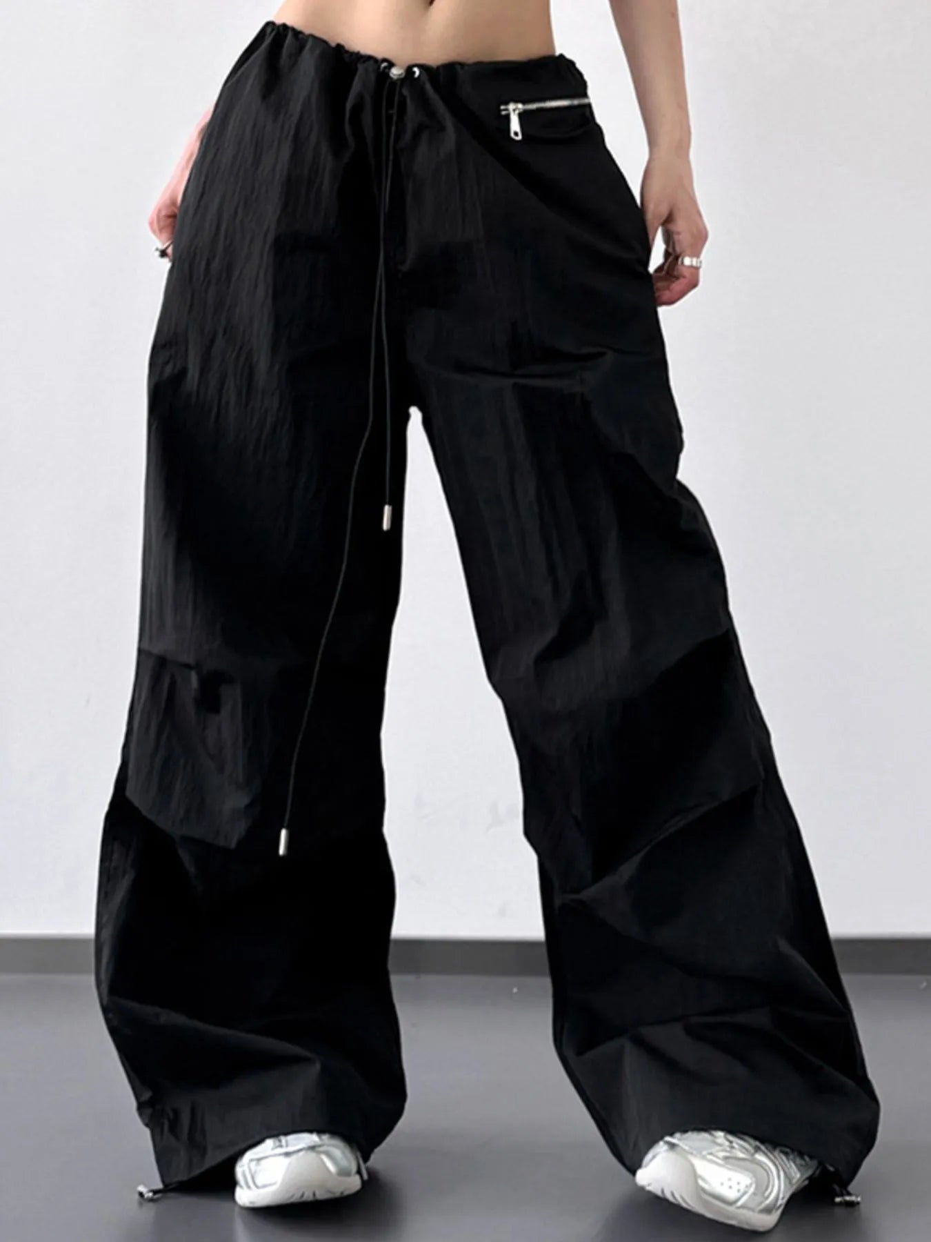 Drawstring Wide Leg Cargo Pants
