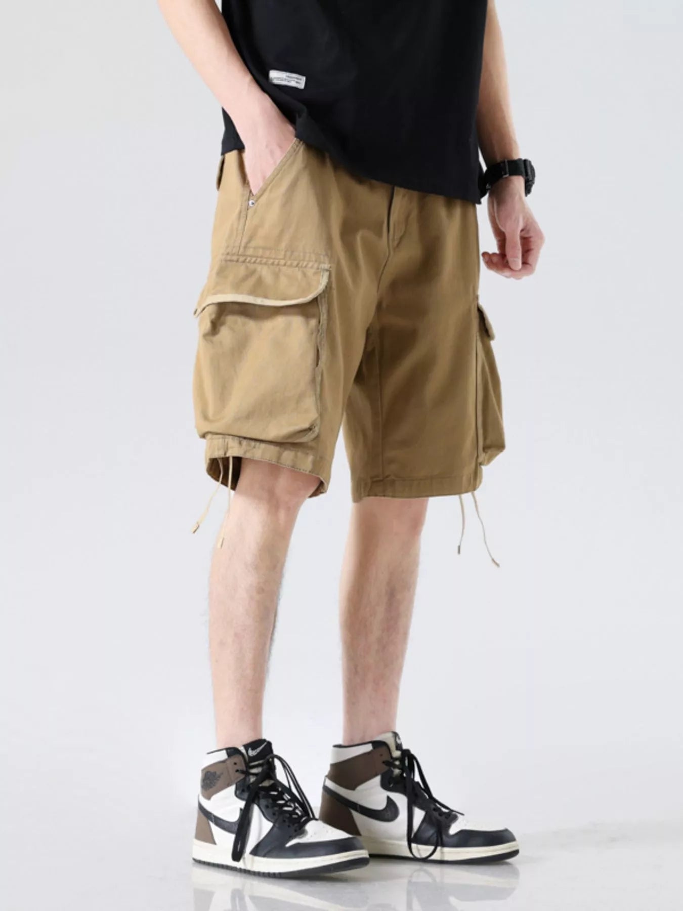 Men's Drawstring Wide Leg Cargo Shorts