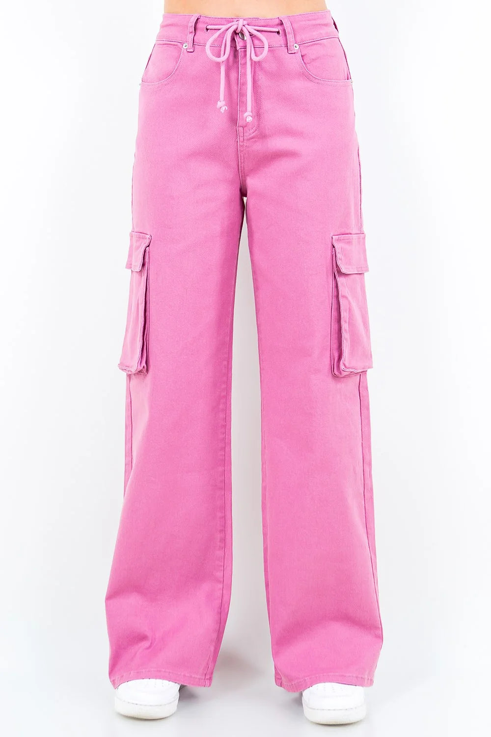 American Bazi Full Size Drawstring Wide Leg Cargo Pants Plus Size