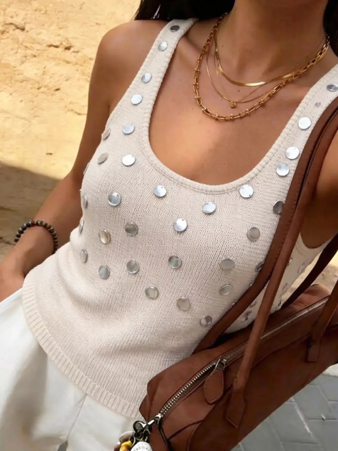Sequin Scoop Neck Tank
