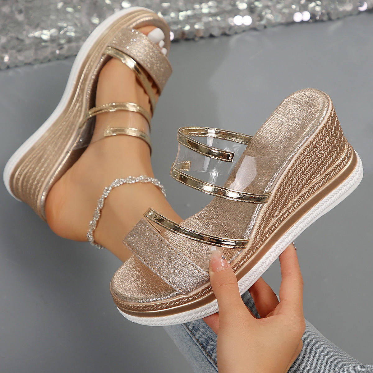 Open Toe Platform Wedge Sandals
