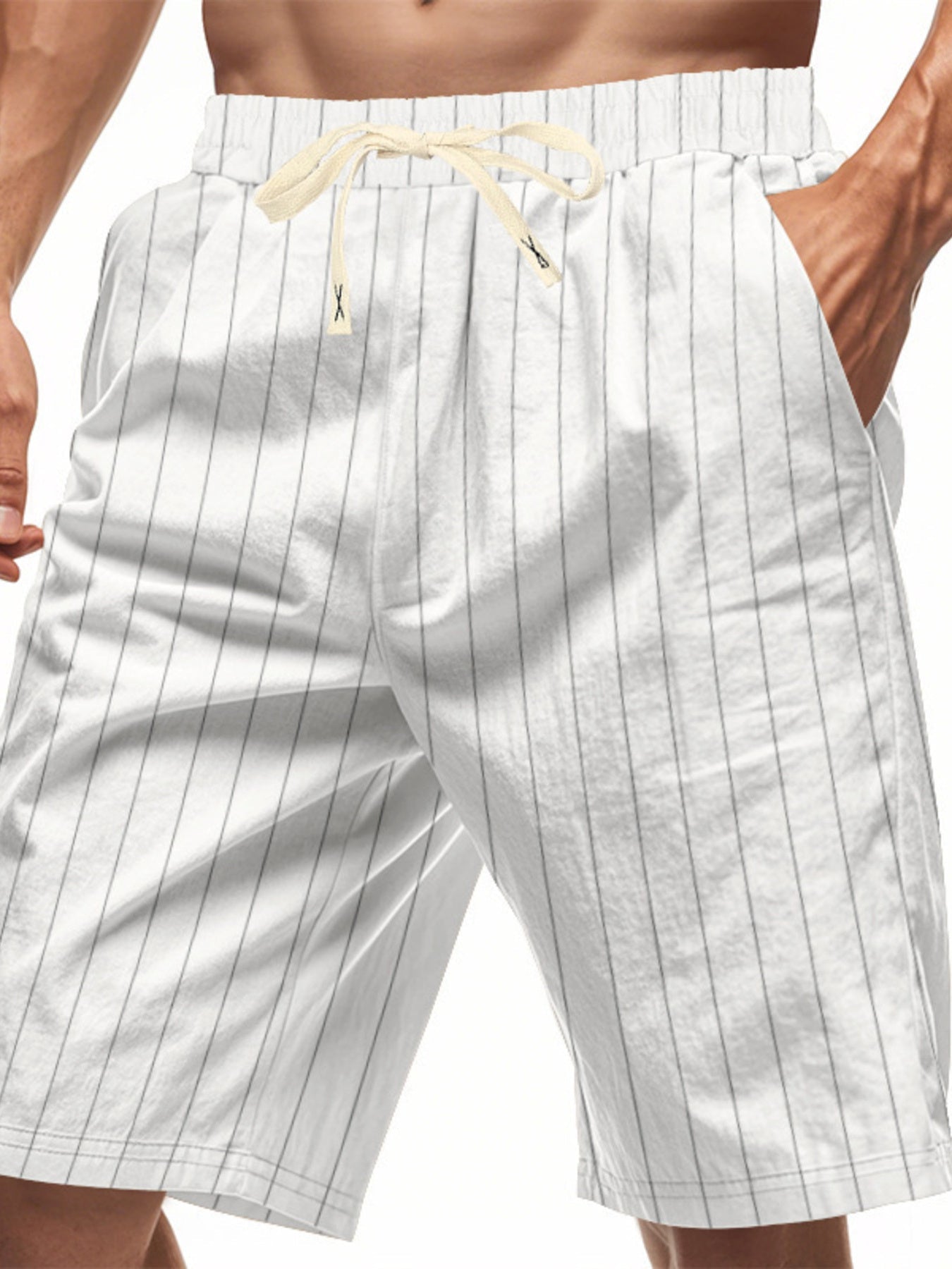 Men's Full Size Striped Drawstring Casual Shorts Plus Size