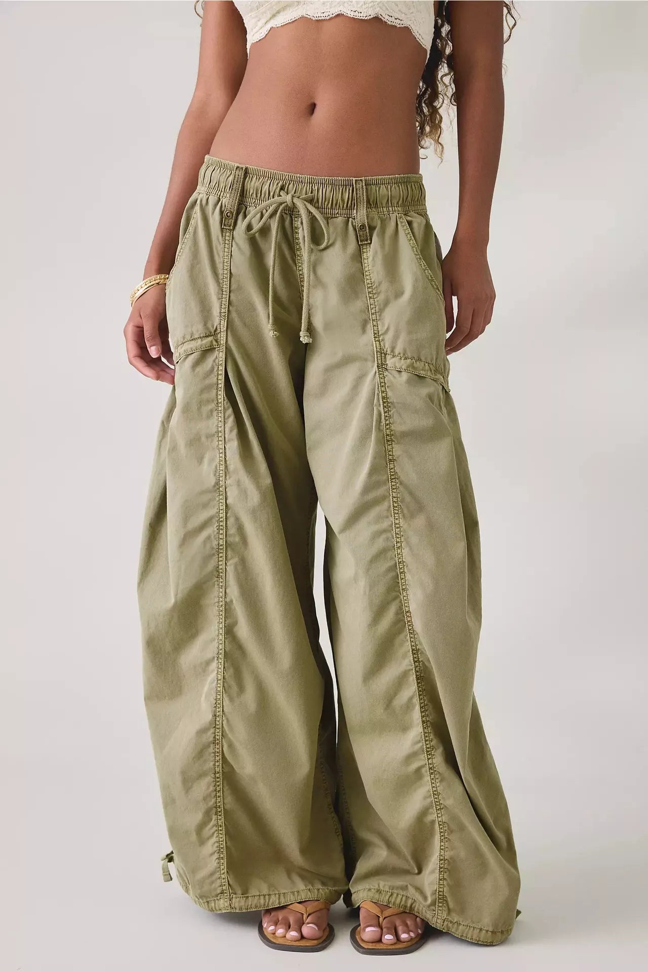 High-Waisted Cargo Wide-Leg Pants