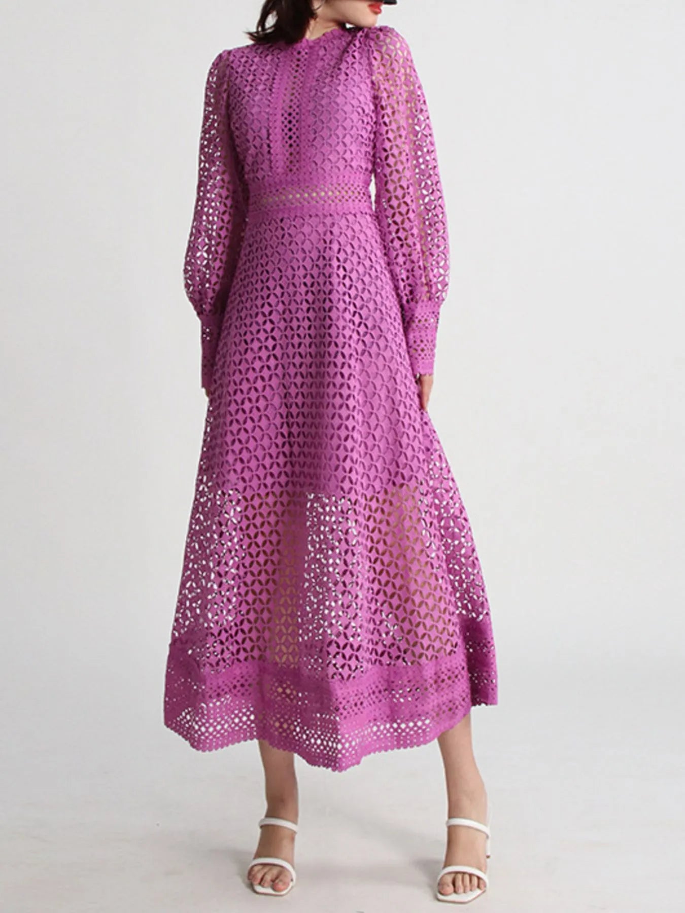 Lace Long Sleeve Midi Dress