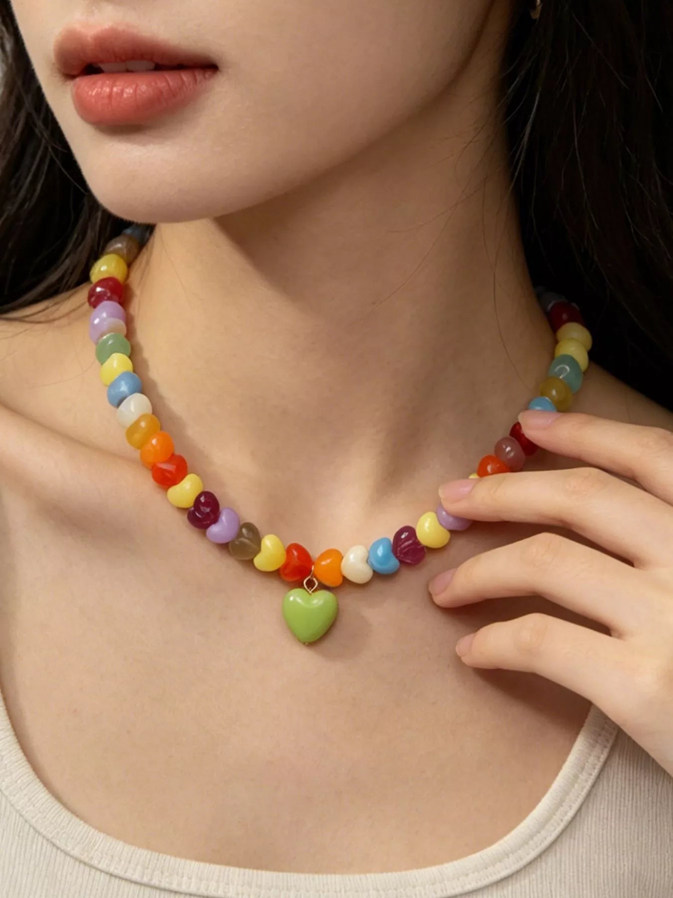 Colorful Heart Bead Necklace
