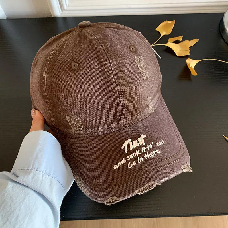 Distressed Embroidered Baseball Cap