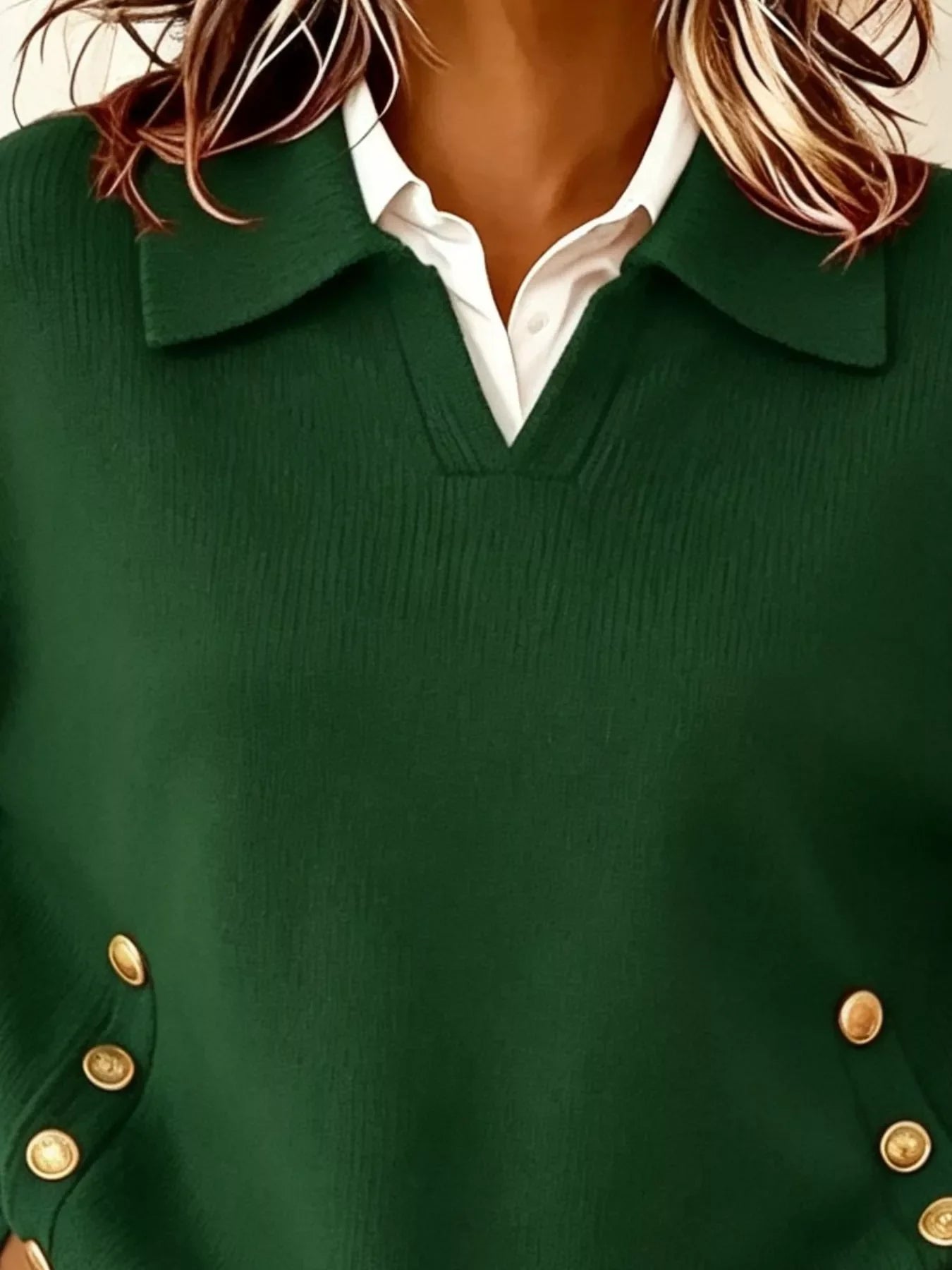 Chic Collared Decor-Button Sweater