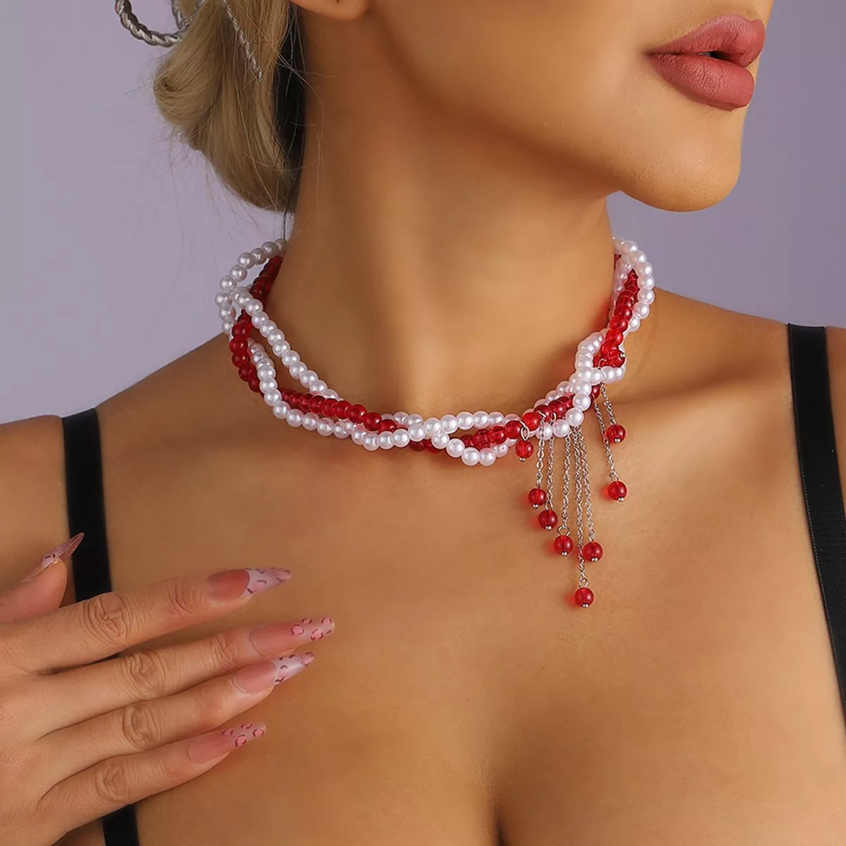 Twisted Bead Tassel Necklace