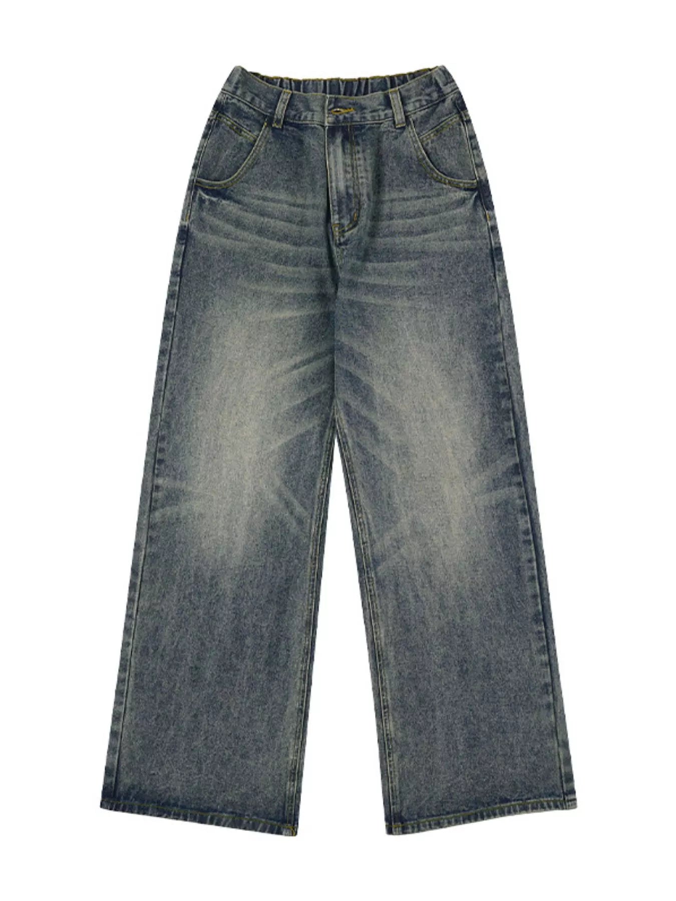 Men's Wide Leg Washed Jeans