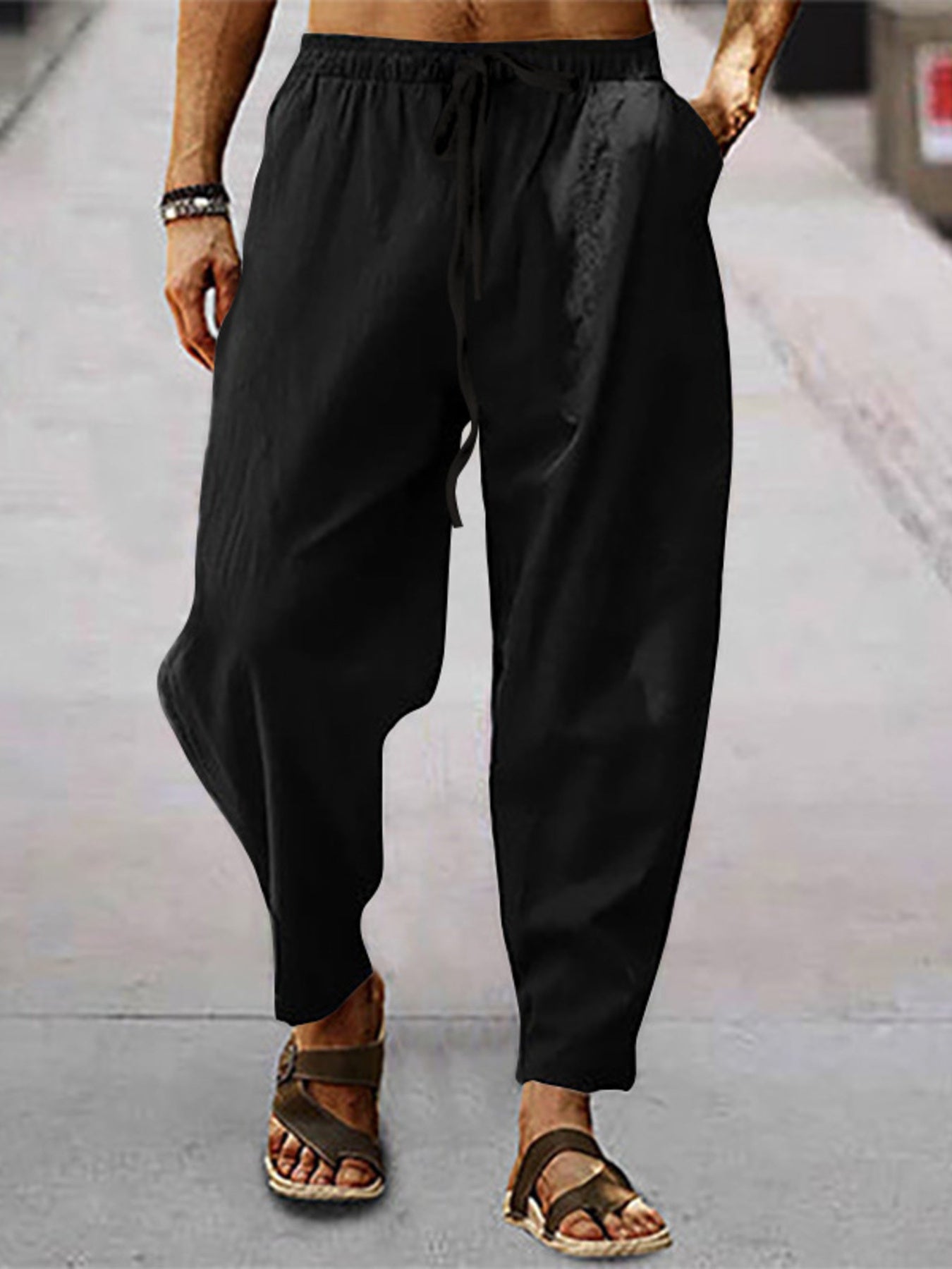 Men's Full Size Drawstring Wide Leg Pants Plus Size