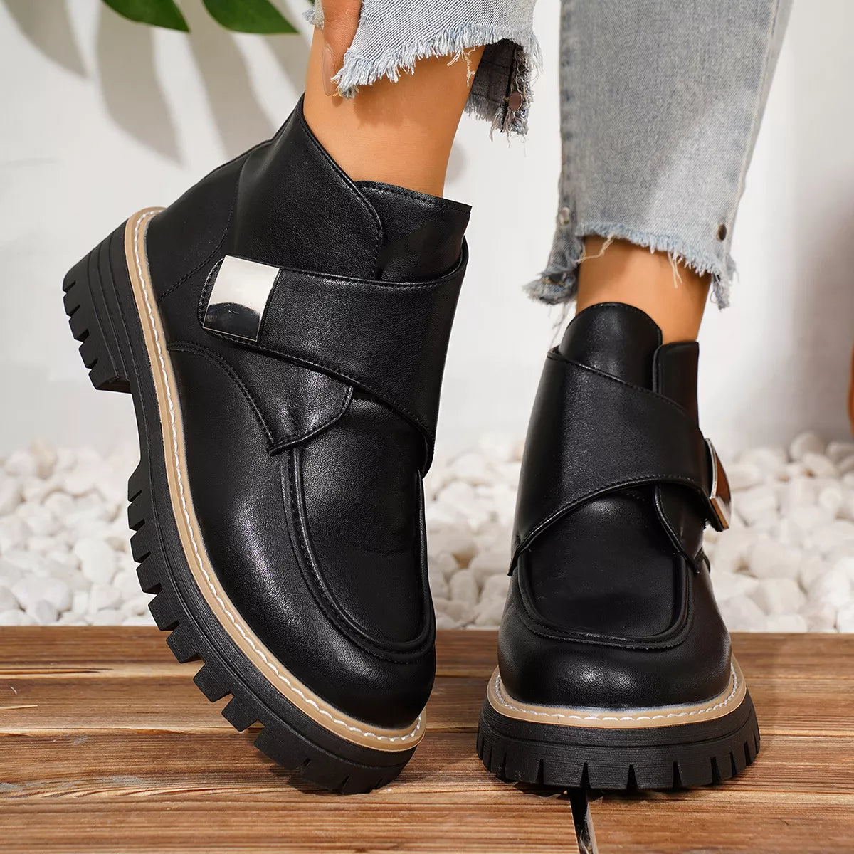 Round Toe Block Heels Boots
