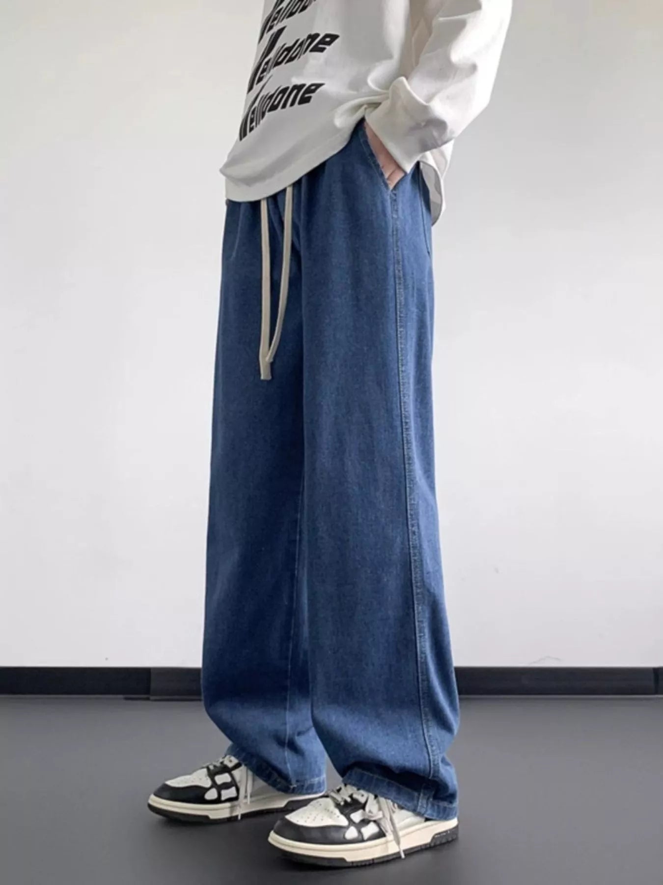 Men's Full Size Wash Loose Fit Jeans Plus Size