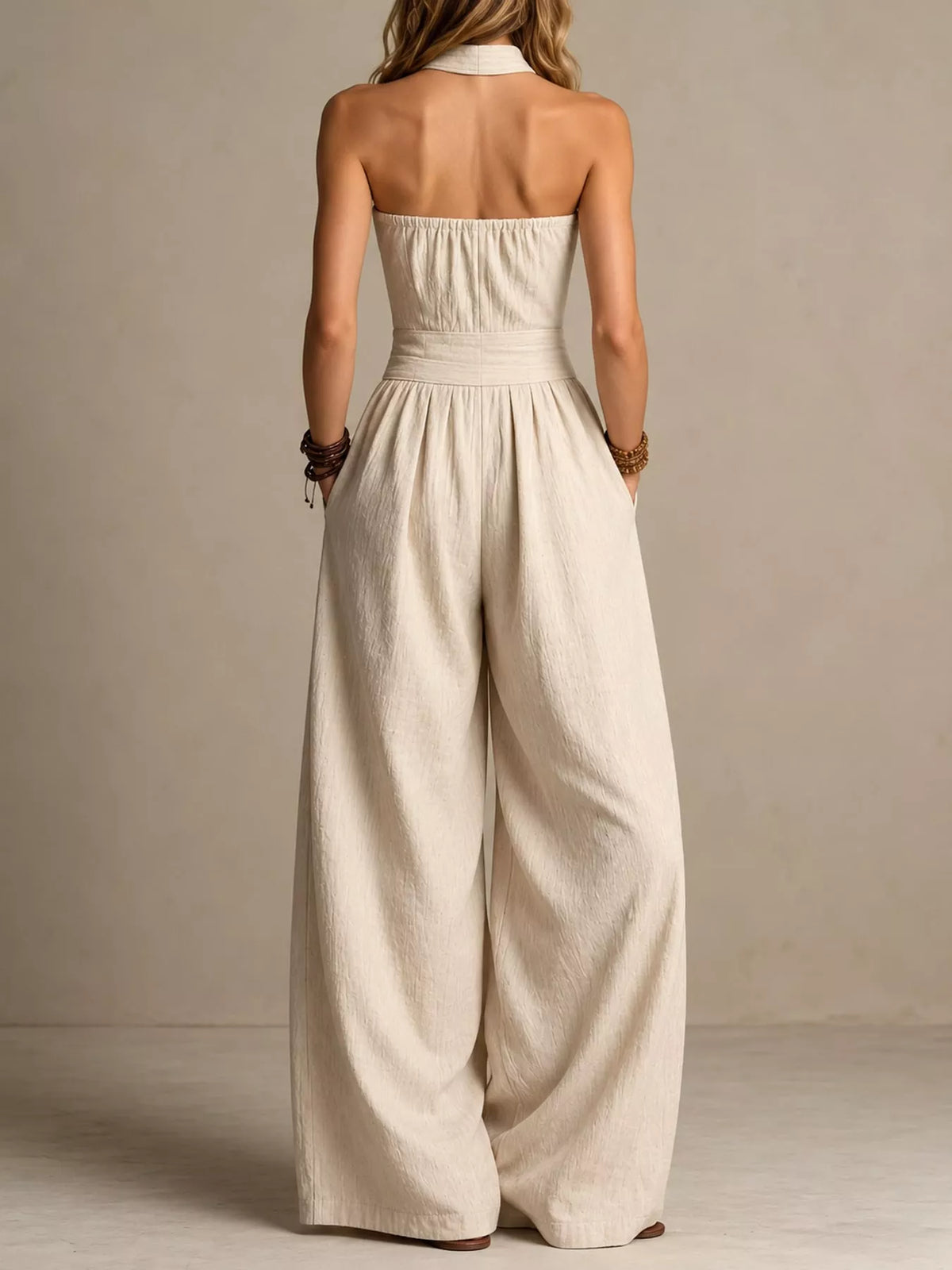 Full Size Halter Neck Wide-Leg Jumpsuit Plus Size