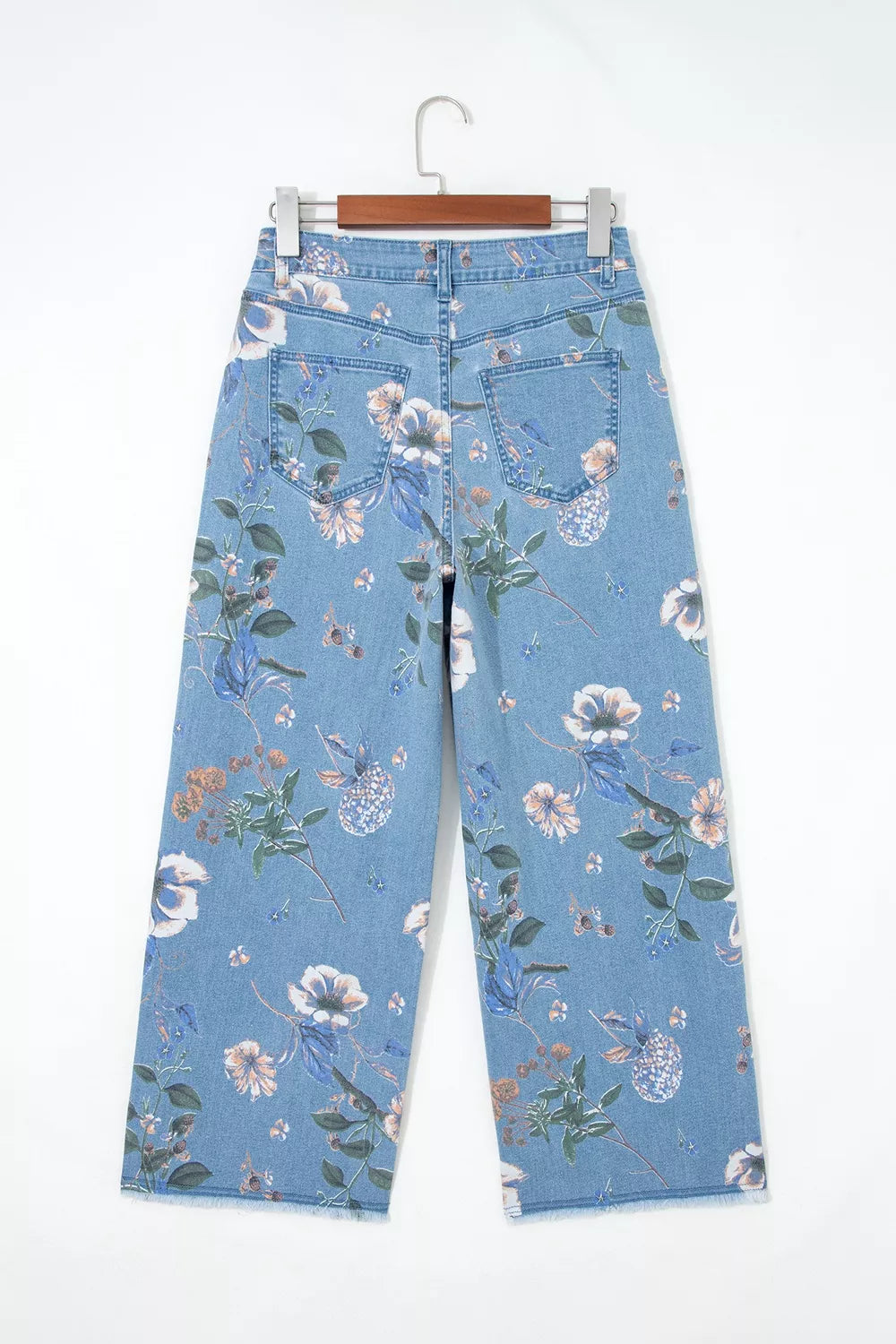 Floral Print Wide-Leg Jeans