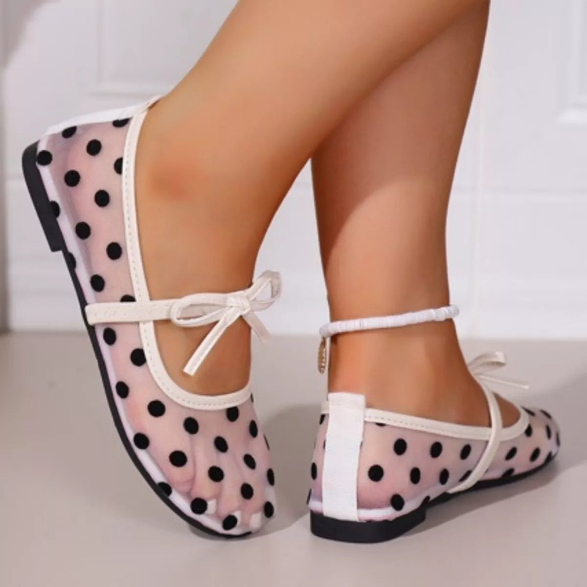 Polka Dot Round Toe Slip-Ons