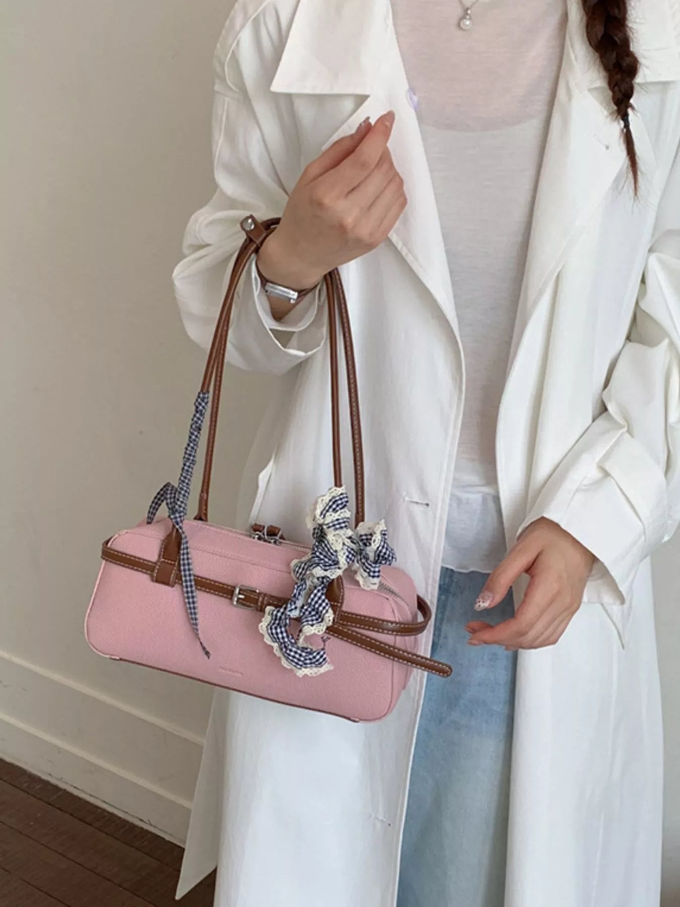 Decorative Buckle Shoulder Bag