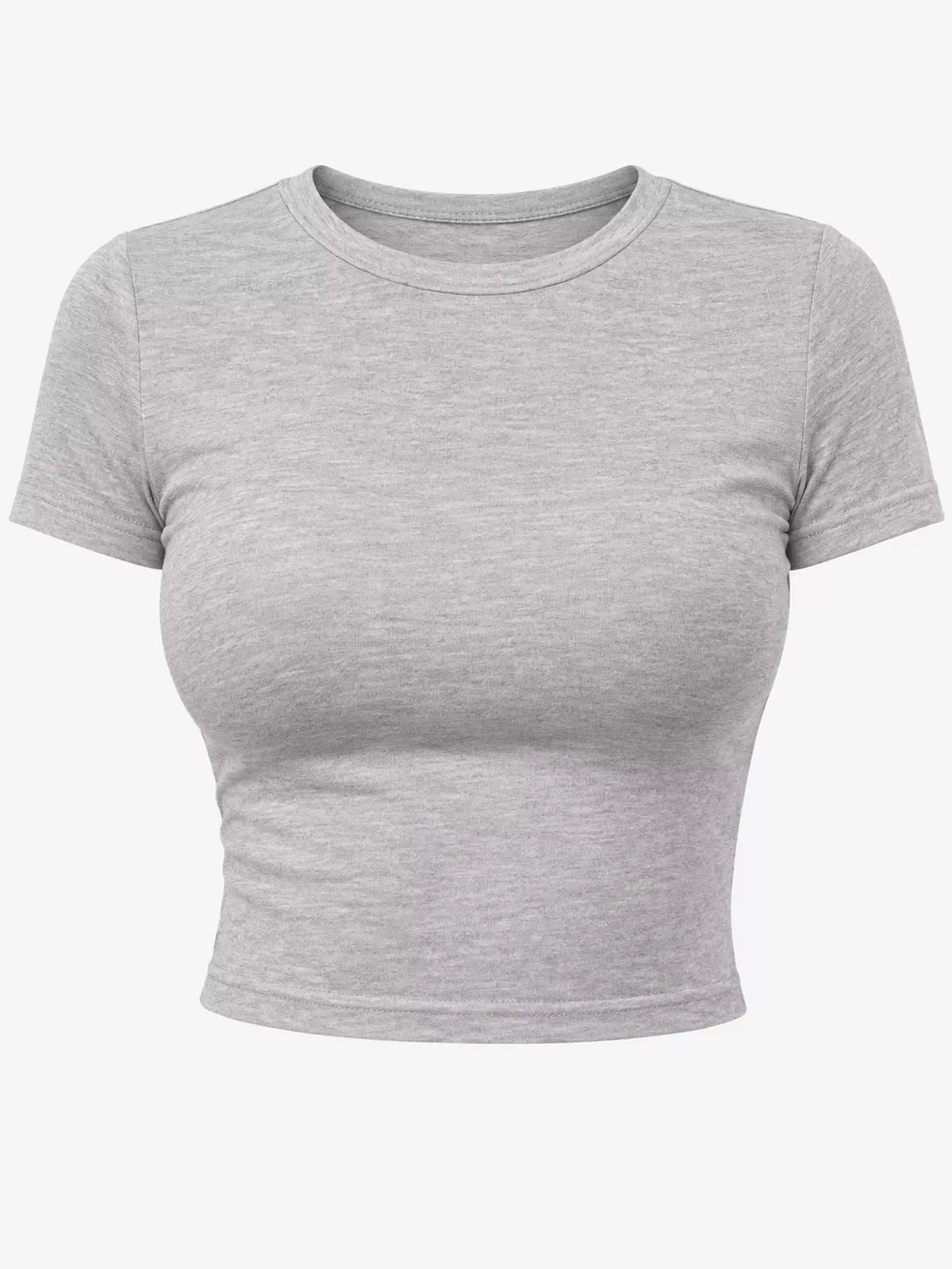 Slim Fit Basic Crew Neck Short Sleeve Crop T-Shirt