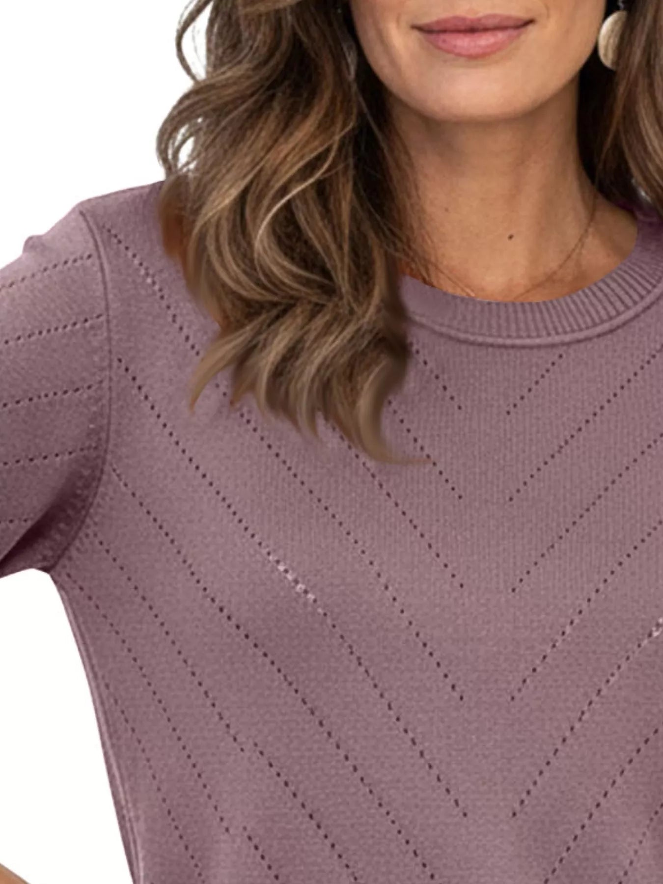 Openwork Round Neck Sweater
