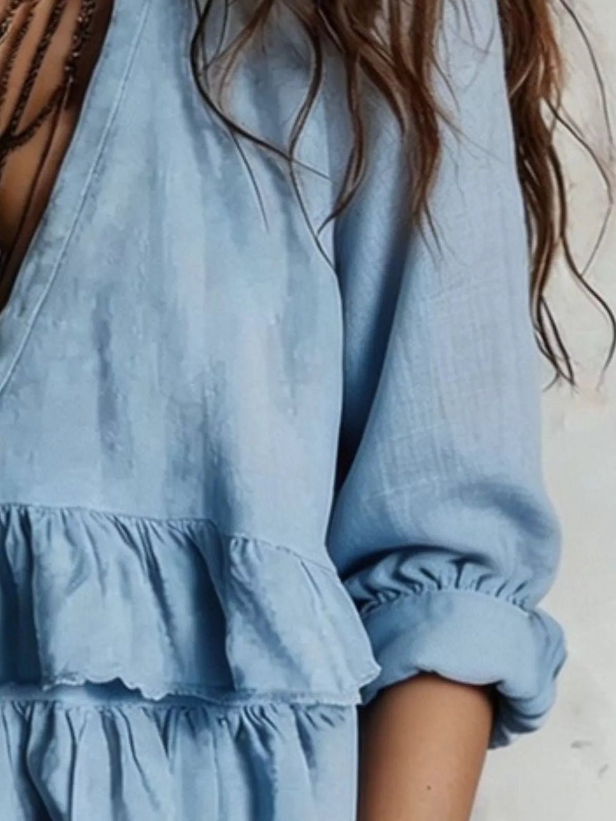 Full Size Ruffled Hem V-Neck Blouse Plus Size