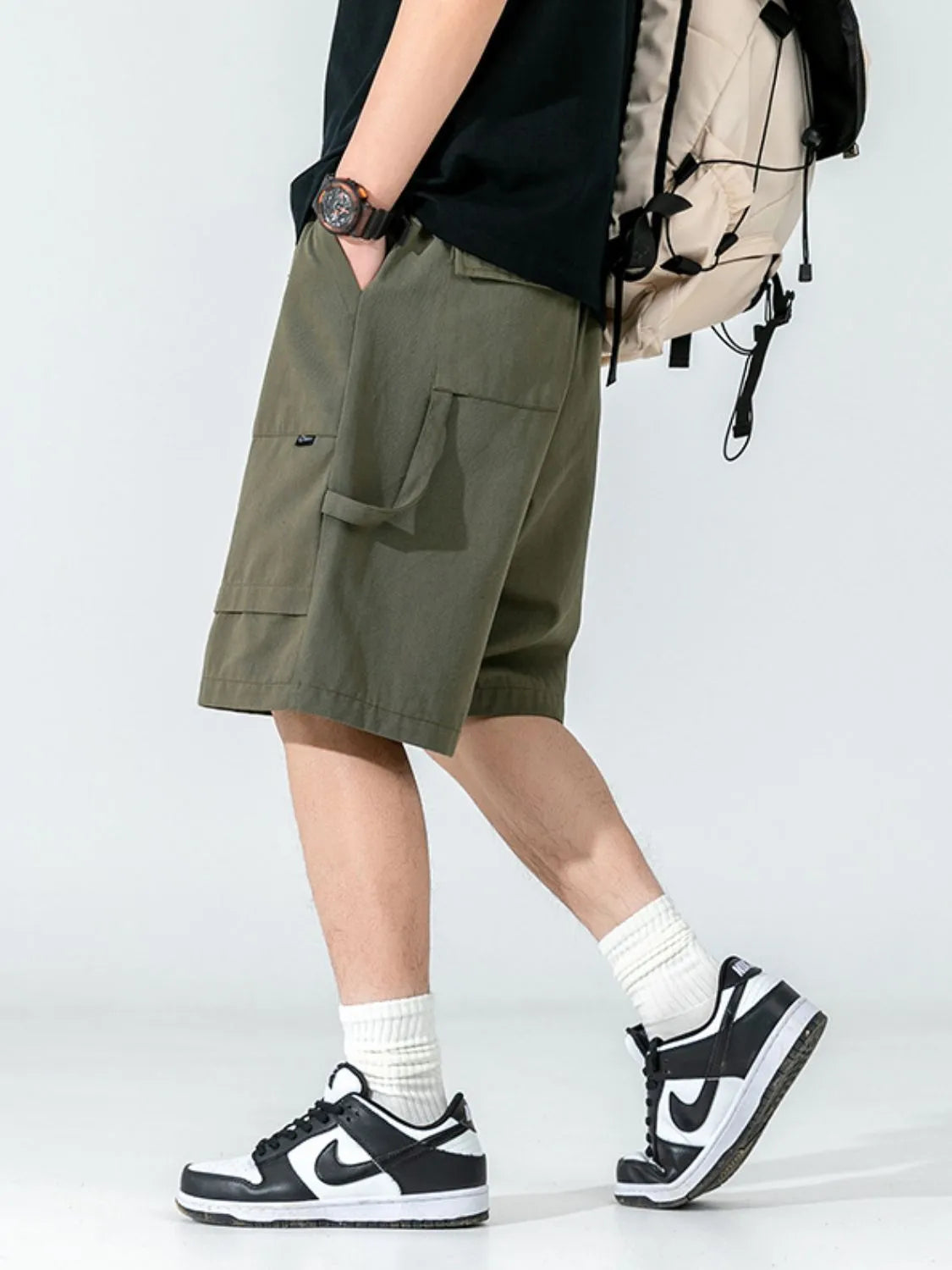 Men's Plus Size Drawstring Shorts with Pockets