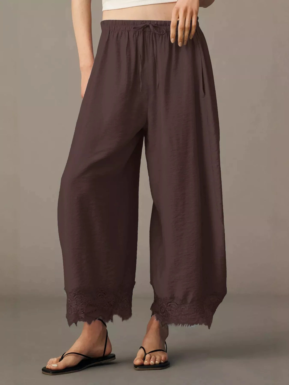 Drawstring Wide Leg Pants