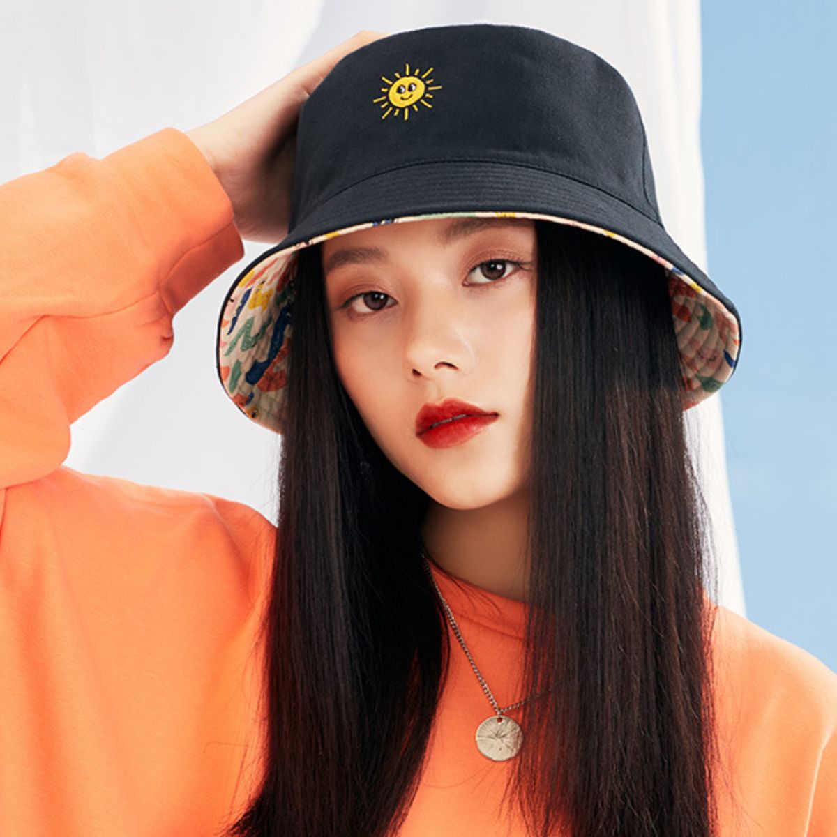 Sun Embroidered Bucket Hat