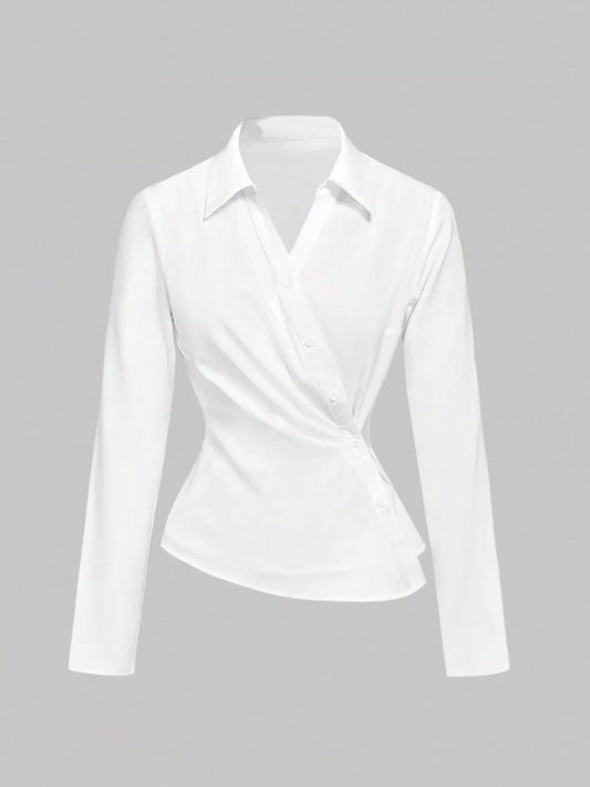 Asymmetrical Button Long Sleeve Shirt