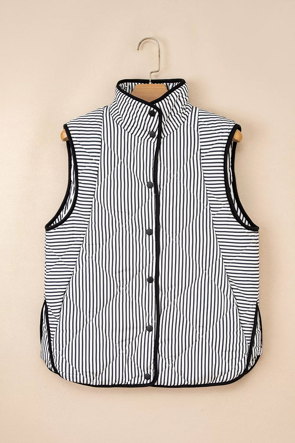 Striped Quilted Vest Coat